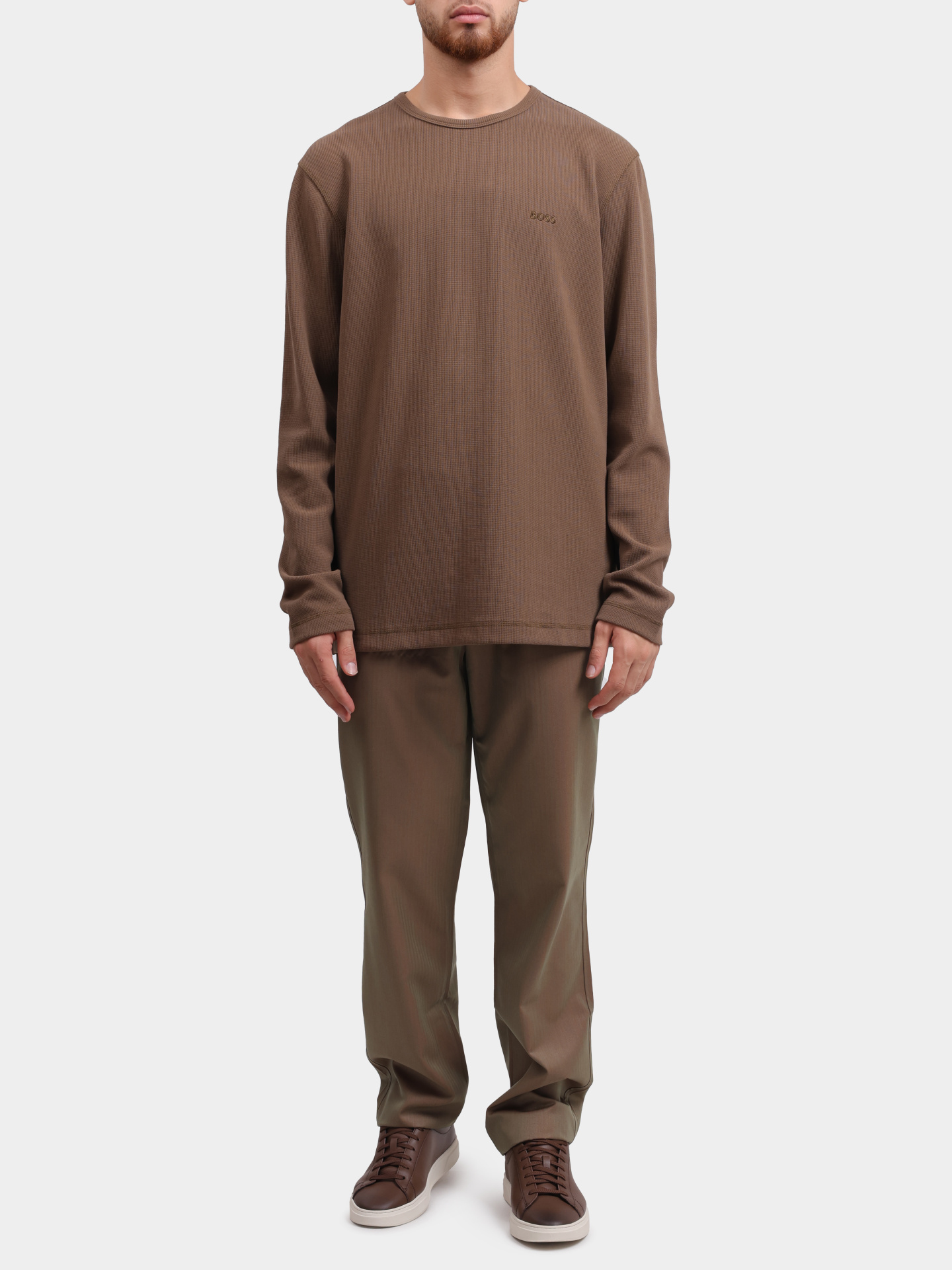 Лонгслив Boss 50520725 243 коричневый мужской — купить в интернет-магазине Verdistore