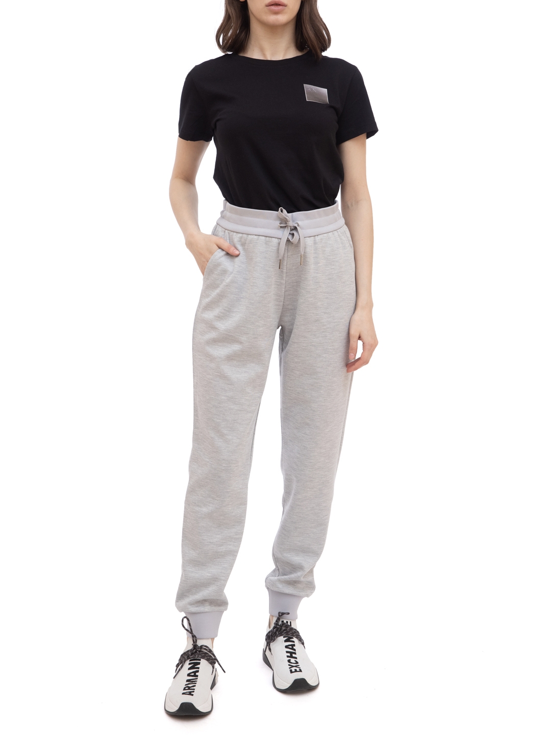 Брюки спортивные Armani Exchange 8NYP97 YJ1GZ серые женские с эластичными манжетами — купить в интернет-магазине Verdistore