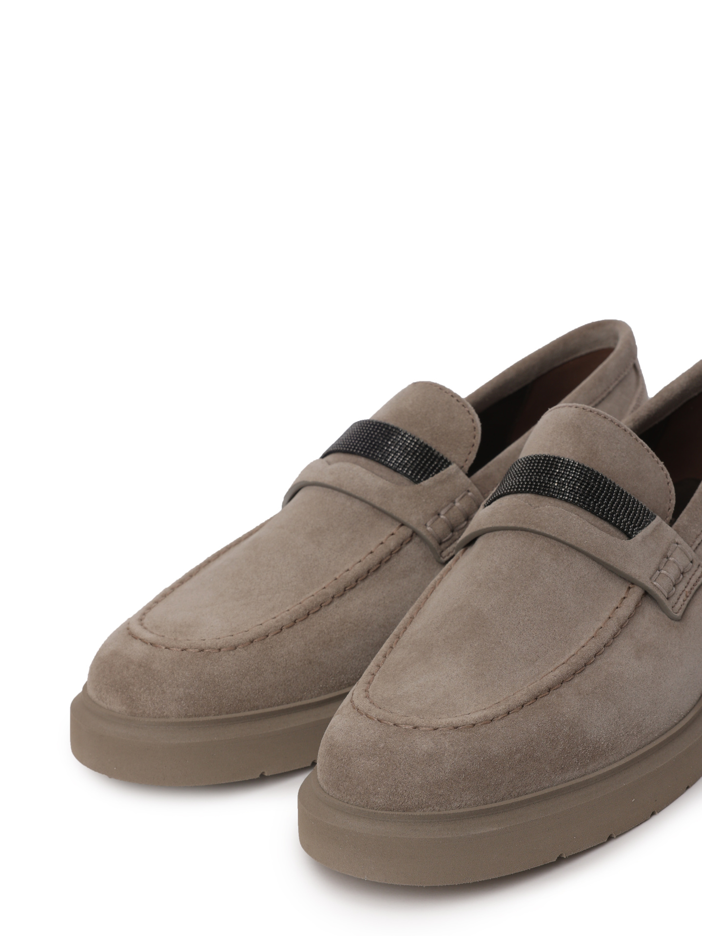 Лоферы Brunello Cucinelli MZSFGB1120 C5859 бежевые женские из замши — купить в интернет-магазине Verdistore