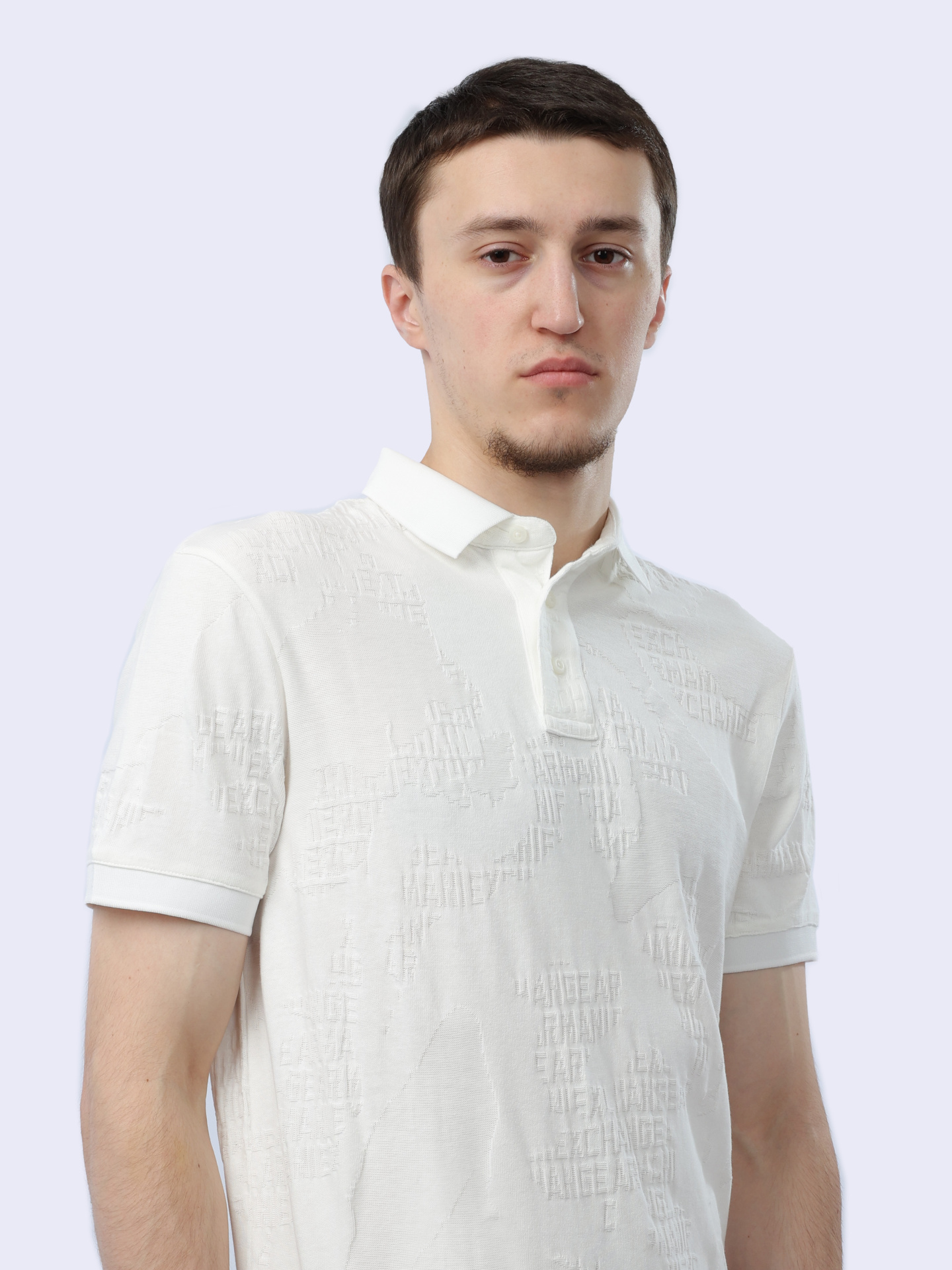 Поло Armani Exchange 3DZFLG ZJ85Z 51AQ белое мужское из текстурной ткани — купить в интернет-магазине Verdistore