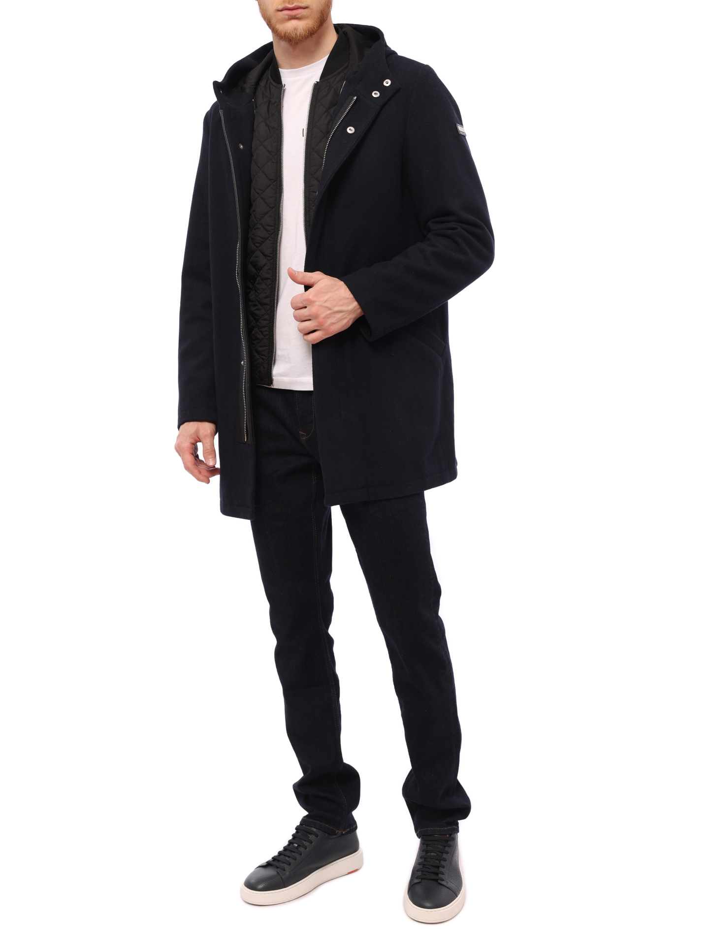 Пальто Armani Exchange 6ZZL06 ZNQUZ темно-синее мужское с капюшоном — купить в интернет-магазине Verdistore