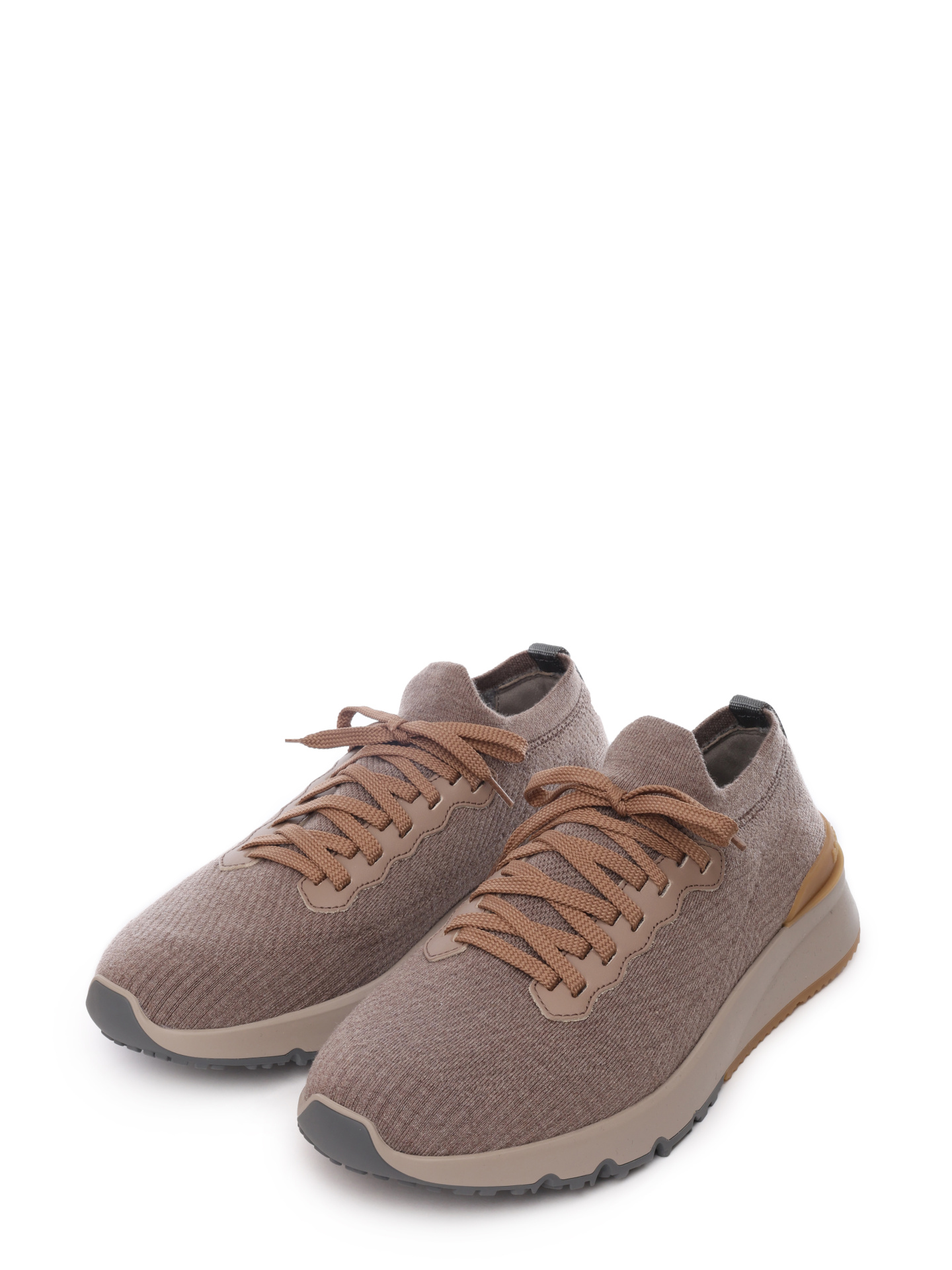 Кроссовки Brunello Cucinelli MZUWLBO253 CWE21 бежевые мужские из шерсти — купить в интернет-магазине Verdistore