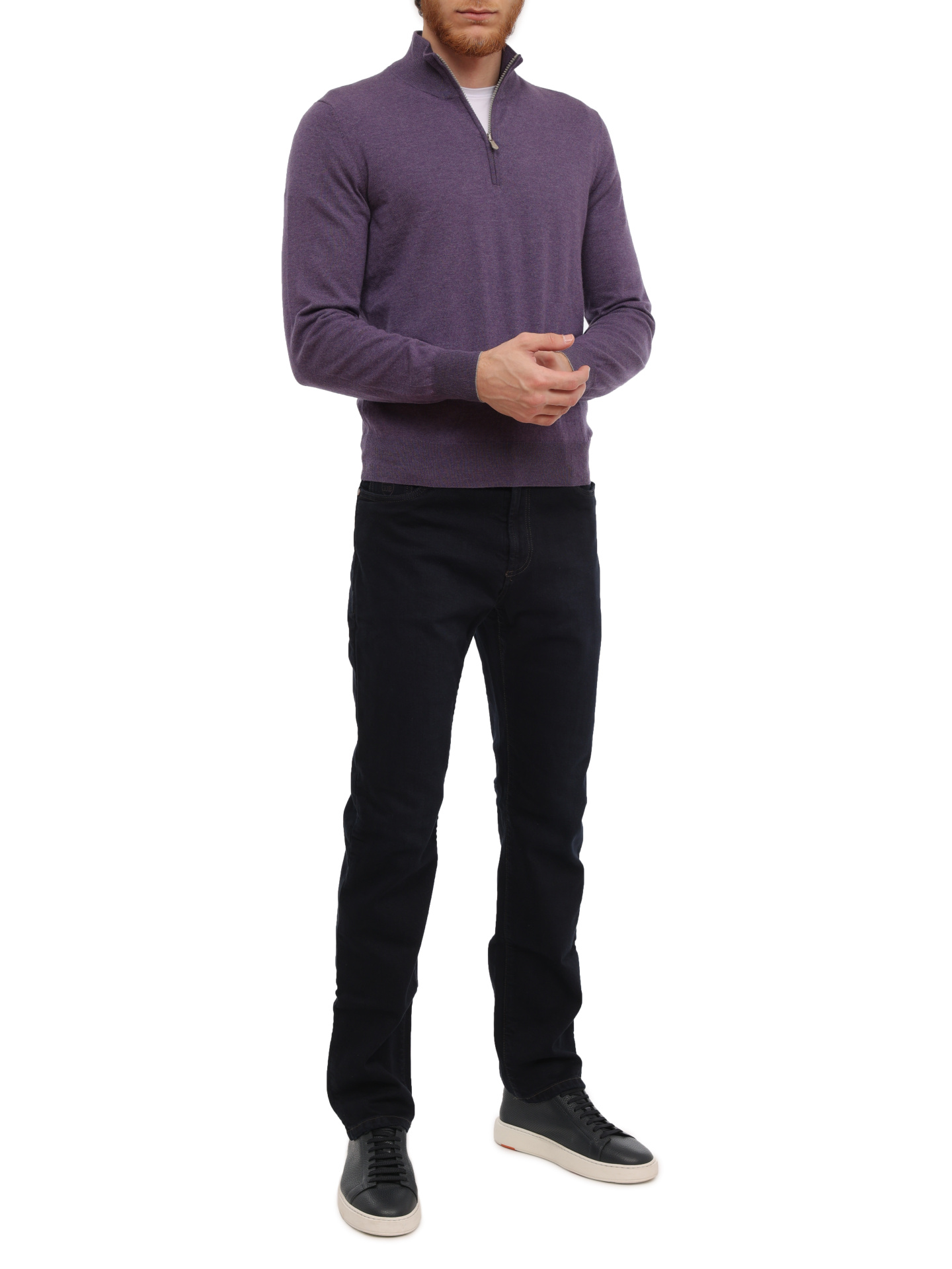 Свитер Brunello Cucinelli M2Q00124 CD353 фиолетовый мужской кашемировый — купить в интернет-магазине Verdistore
