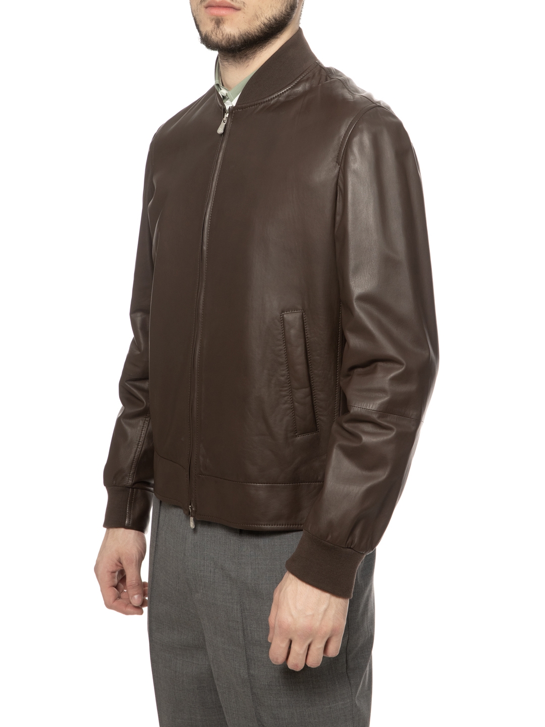 Куртка Brunello Cucinelli MPLYR1621 CA054 коричневая мужская из кожи — купить в интернет-магазине Verdistore