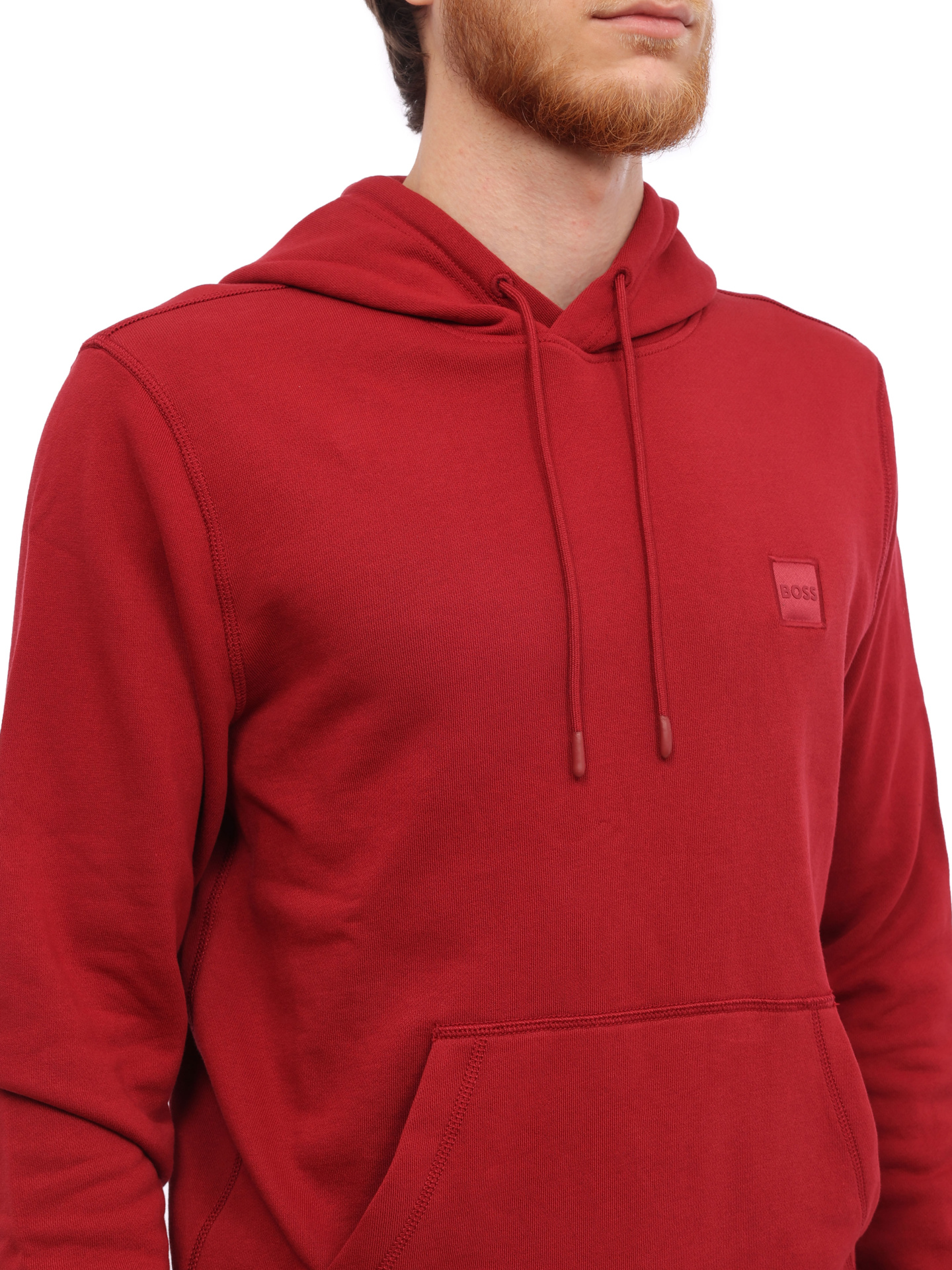 Худи Boss 50468445 614 красное мужское из хлопка — купить в интернет-магазине Verdistore