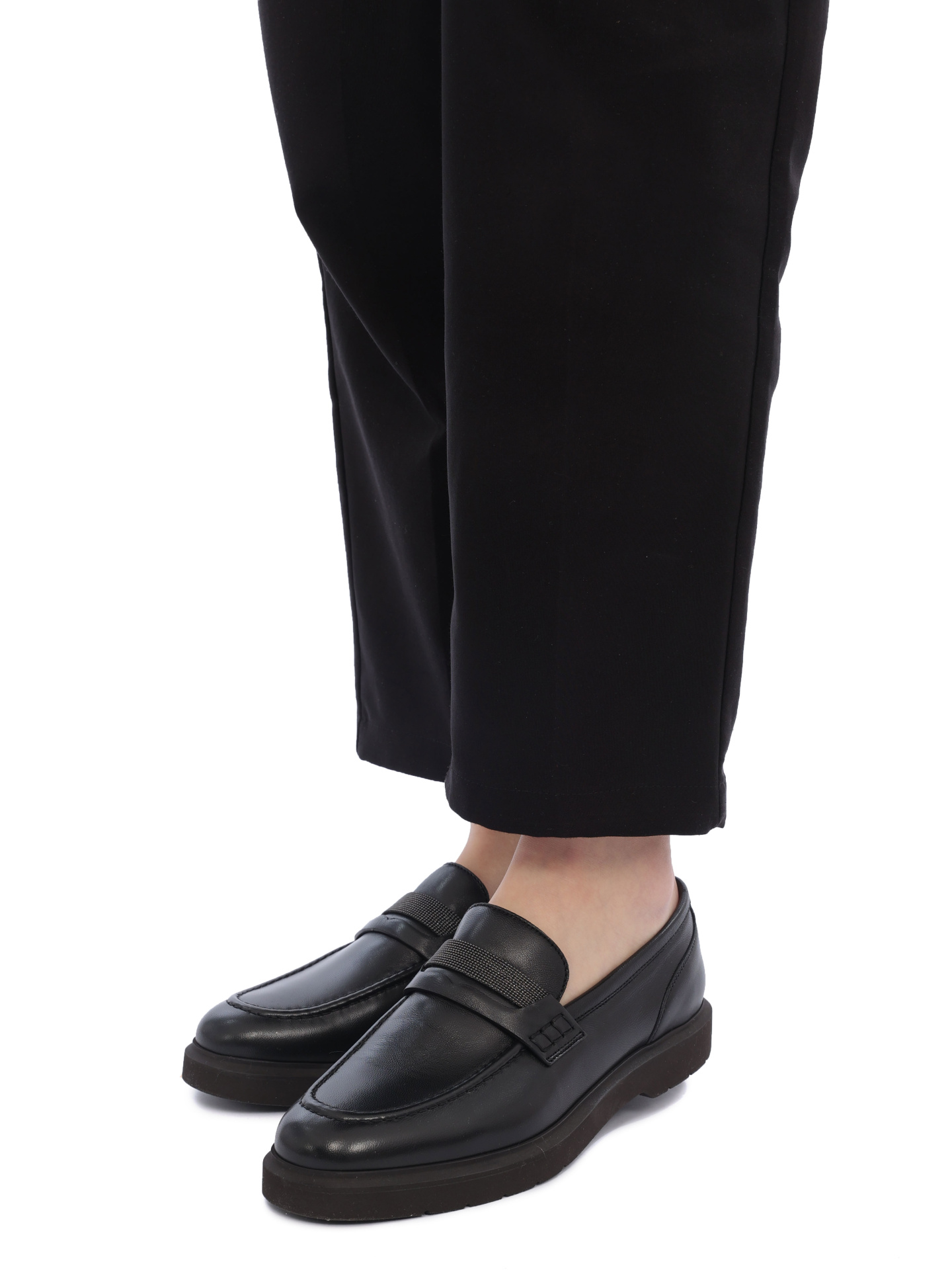 Лоферы Brunello Cucinelli MZNAGB1213 C101 черные женские из кожи — купить в интернет-магазине Verdistore