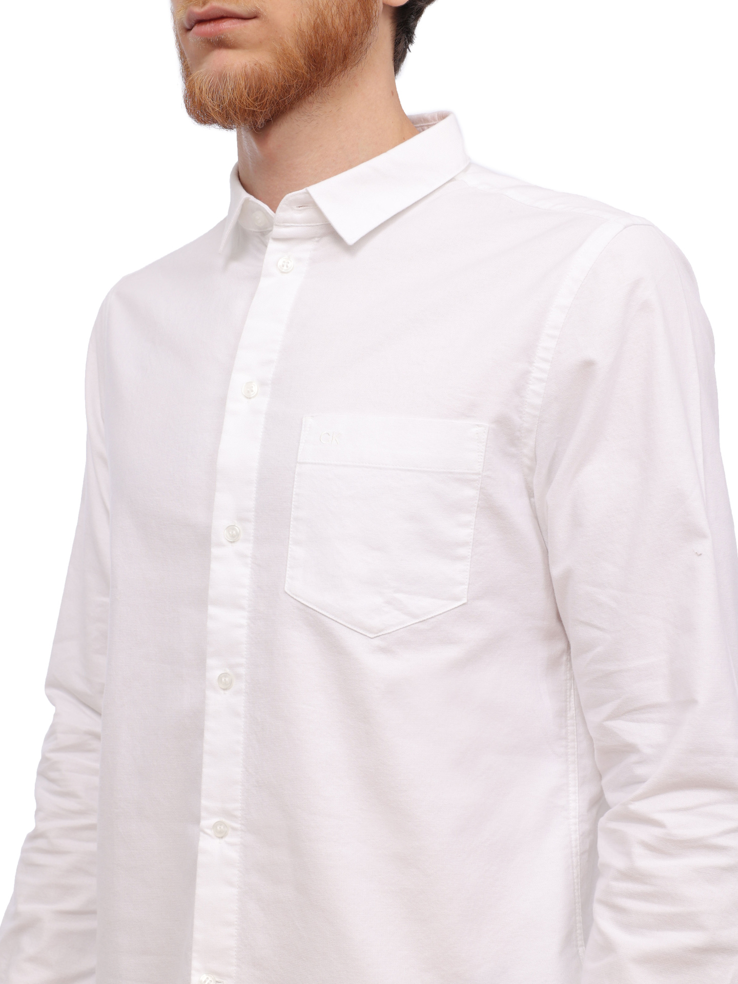 Рубашка Calvin Klein K10K112155 белая мужская из хлопка — купить в интернет-магазине Verdistore