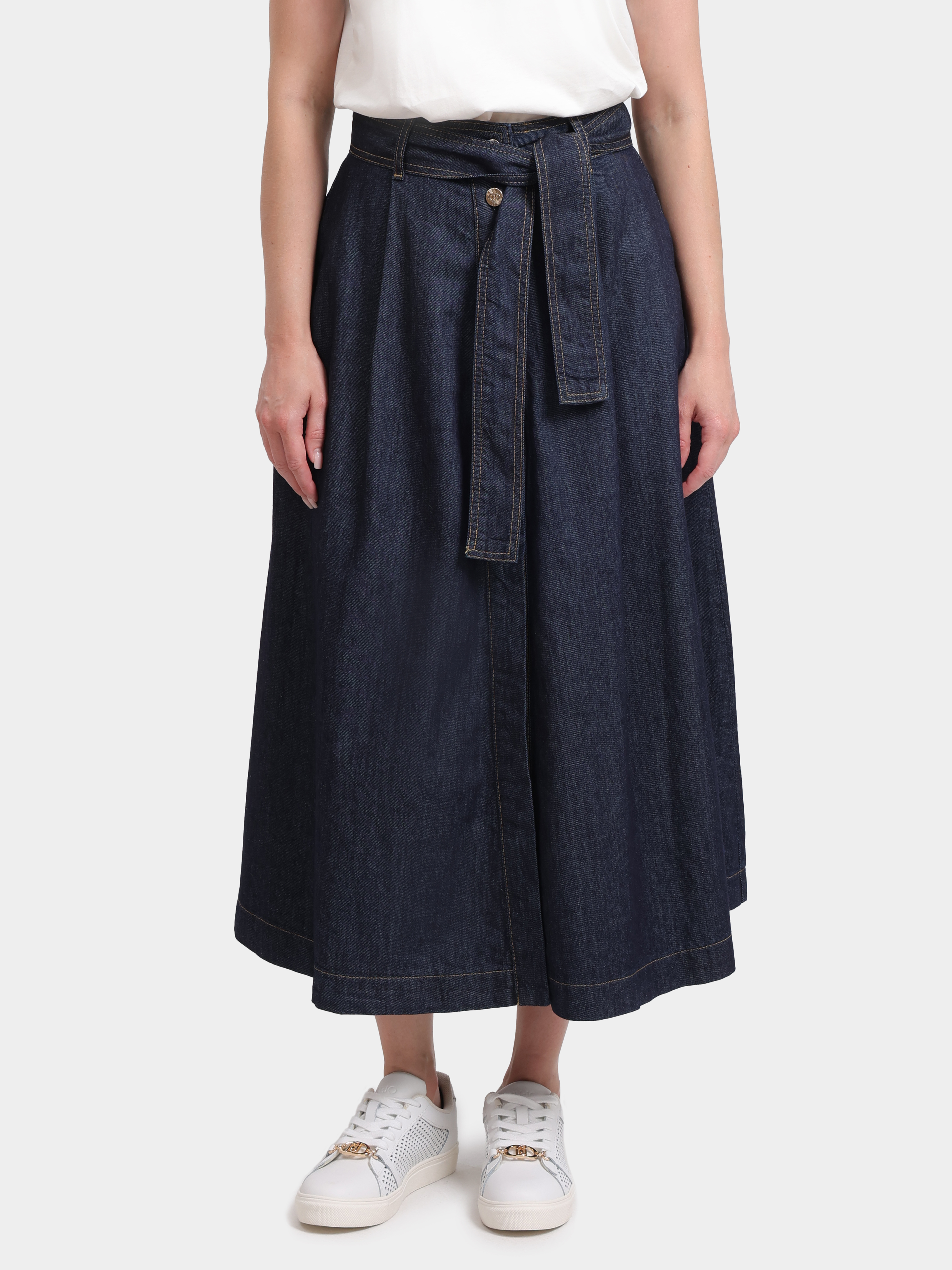 Юбка Liu-Jo BLUE DENIM UF6100 D0268 77000 синяя женская джинсовая с крупным поясом — купить в интернет-магазине Verdistore