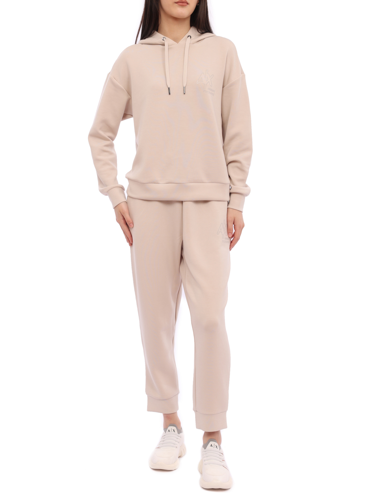 Толстовка Armani Exchange 3RYM82 YJDDZ 1775 бежевая женская с логотипом — купить в интернет-магазине Verdistore