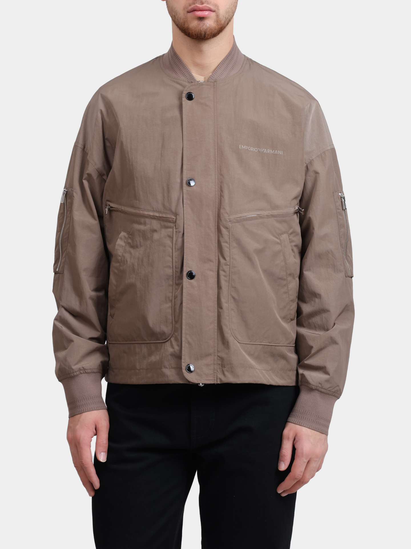 Бомбер Emporio Armani 3R1BM5 1NNFZ 0440 коричневый мужской с накладными карманами  — купить в интернет-магазине Verdistore
