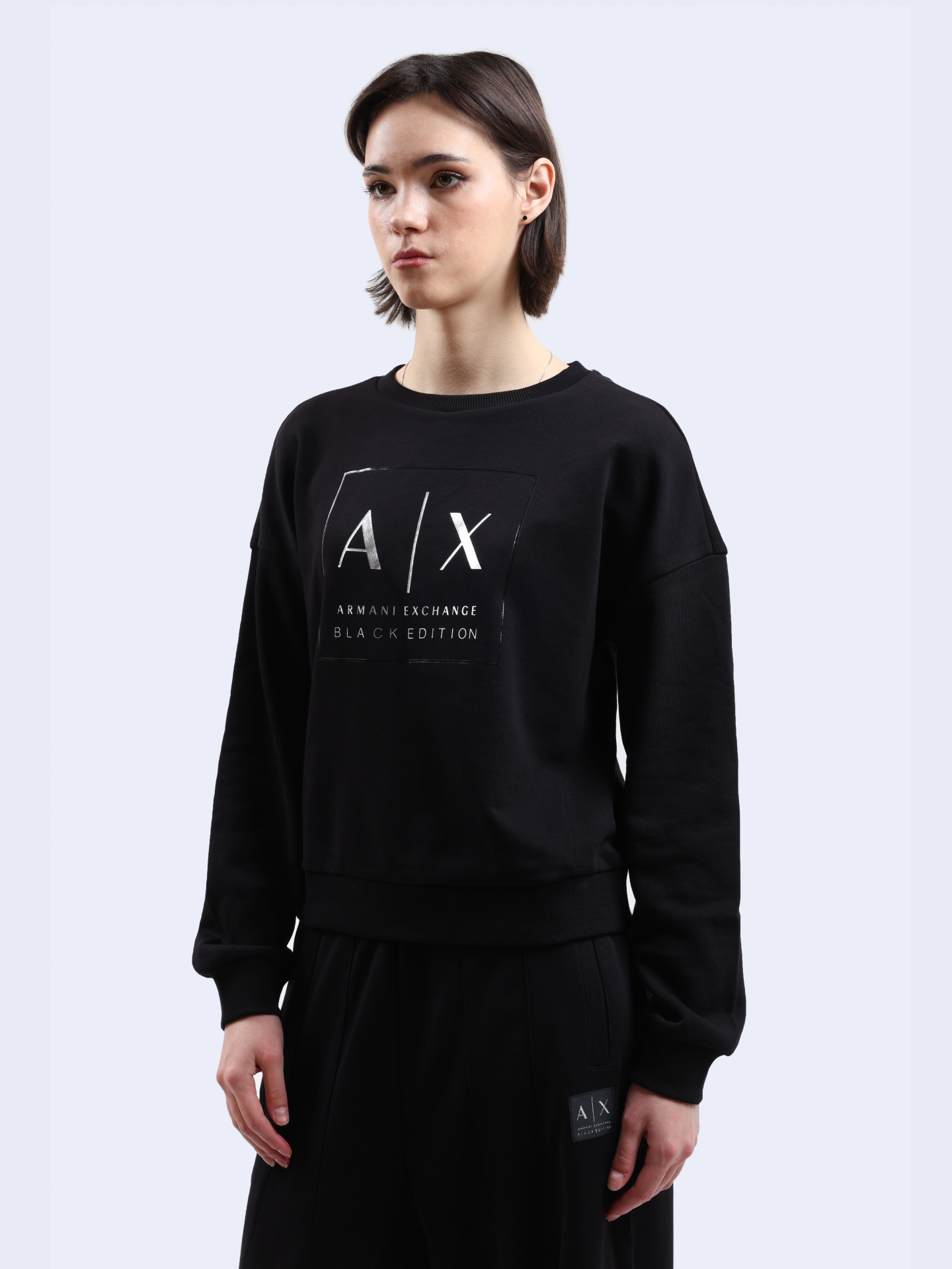 Свитшот Armani Exchange XW000006 AF10172 UC001 черный женский — купить в интернет-магазине Verdistore