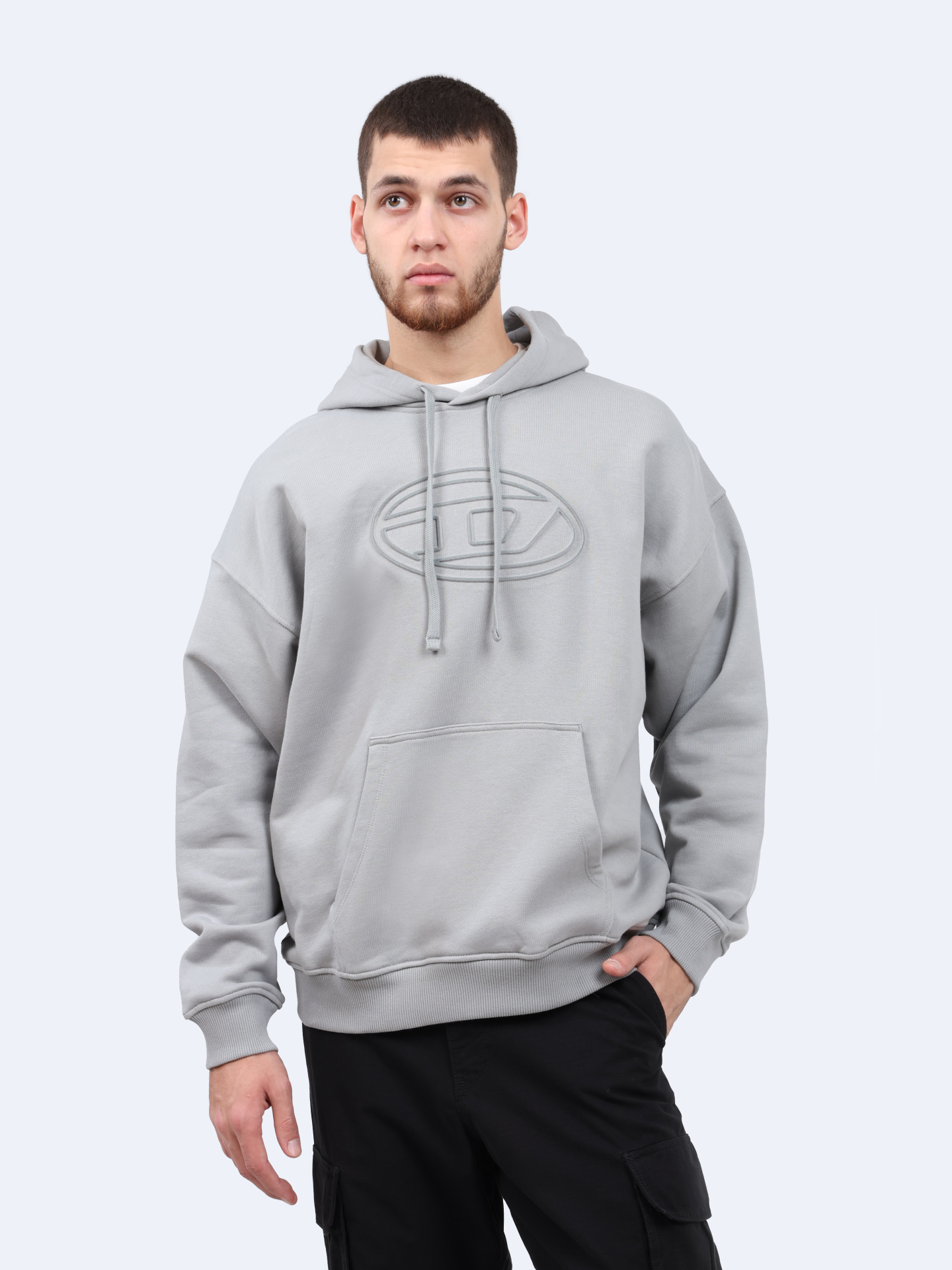 Худи Diesel A037910JYYJ9DU серое мужское из хлопка — купить в интернет-магазине Verdistore