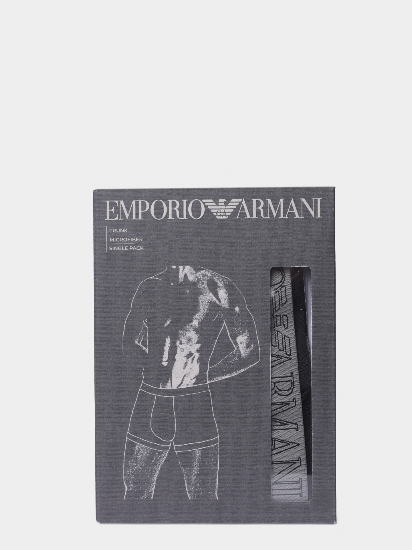 Трусы Emporio Armani EM000237 AF19057 U8057 серые мужские с логотипом на поясе — купить в интернет-магазине Verdistore
