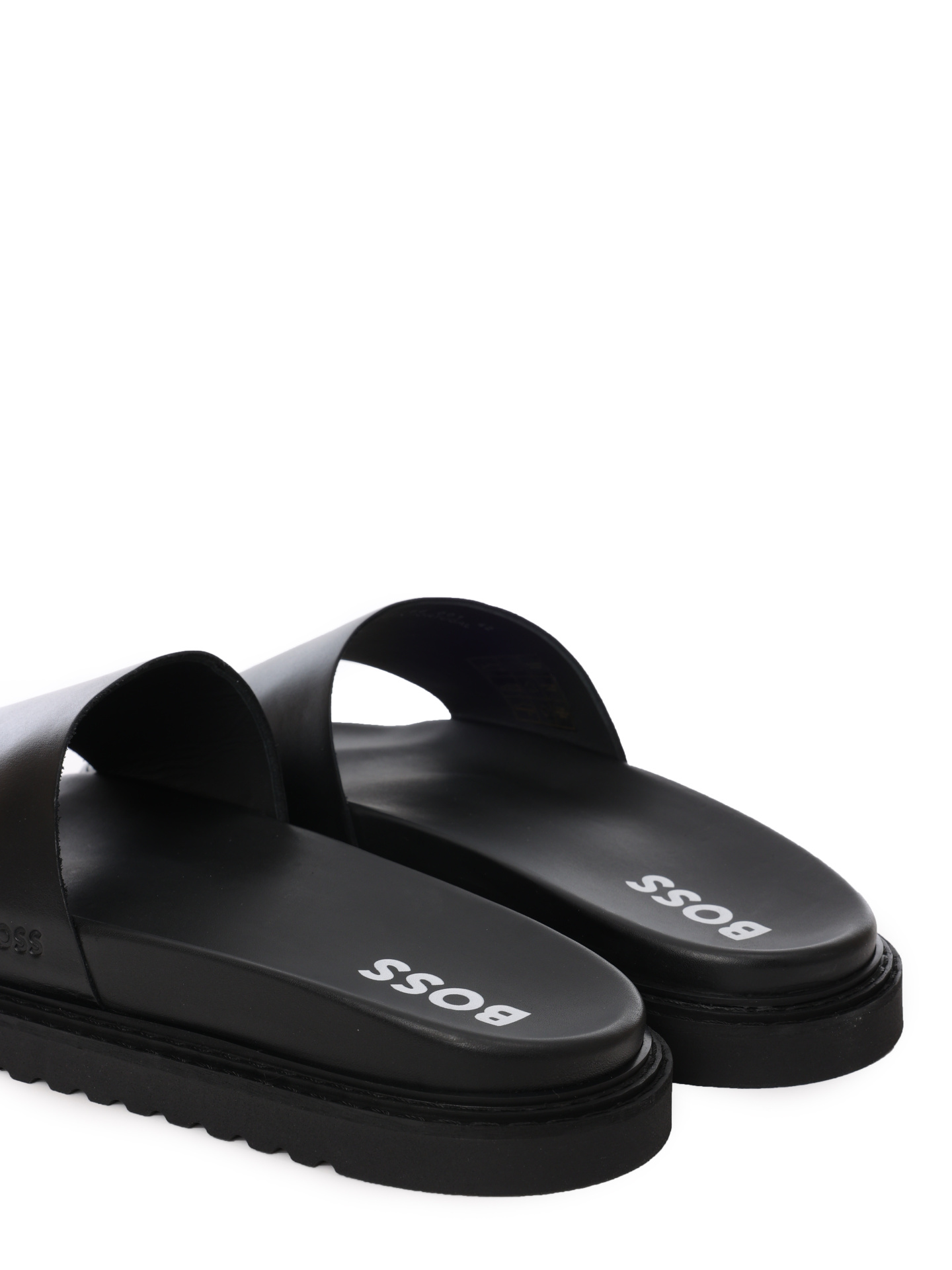 Шлепанцы Boss 50516786 001 черные мужские из кожи — купить в интернет-магазине Verdistore