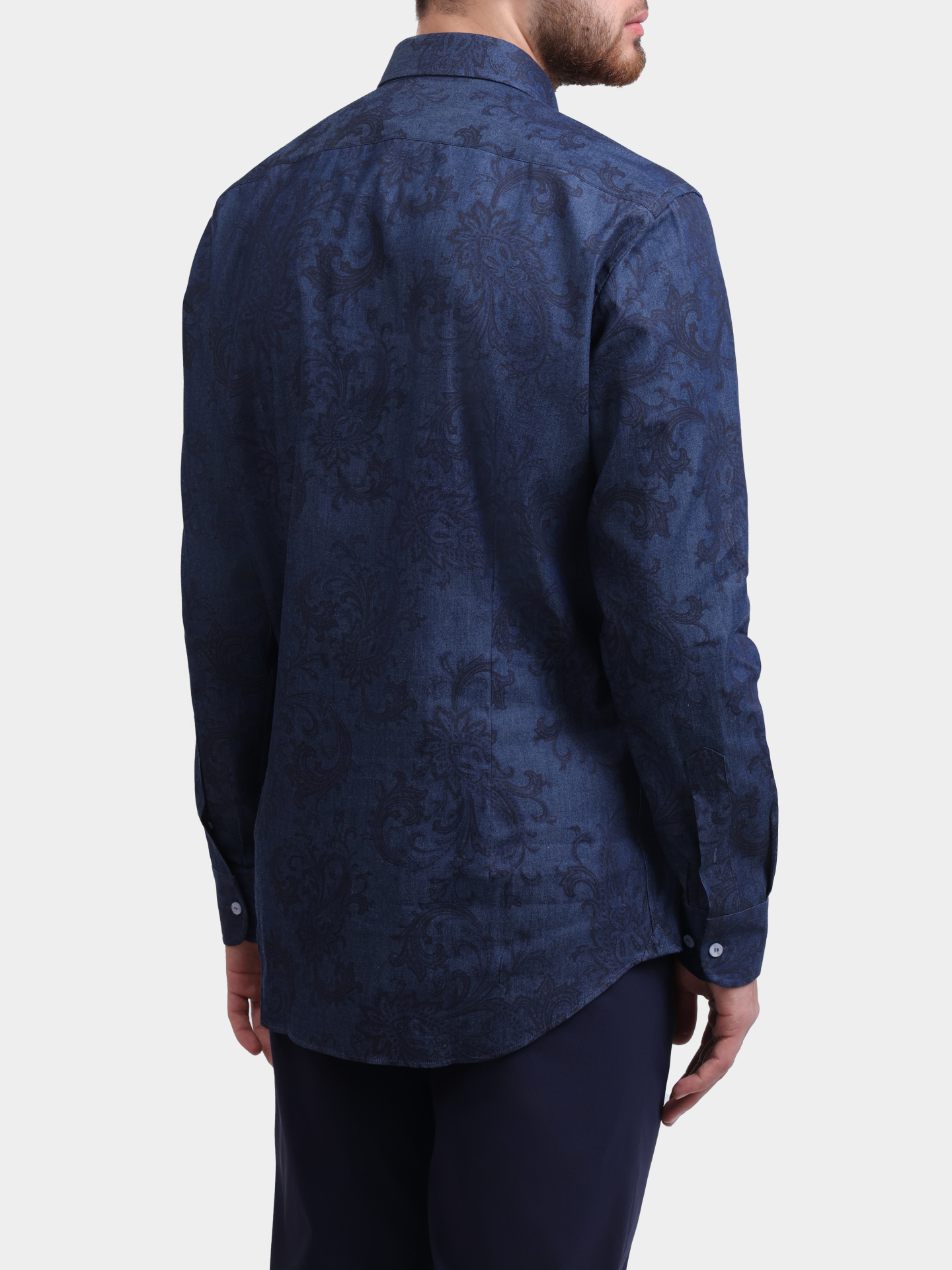 Рубашка ETRO MRIB0002 99SA5S6 X0883 темно-синяя мужская с принтом пейсли — купить в интернет-магазине Verdistore