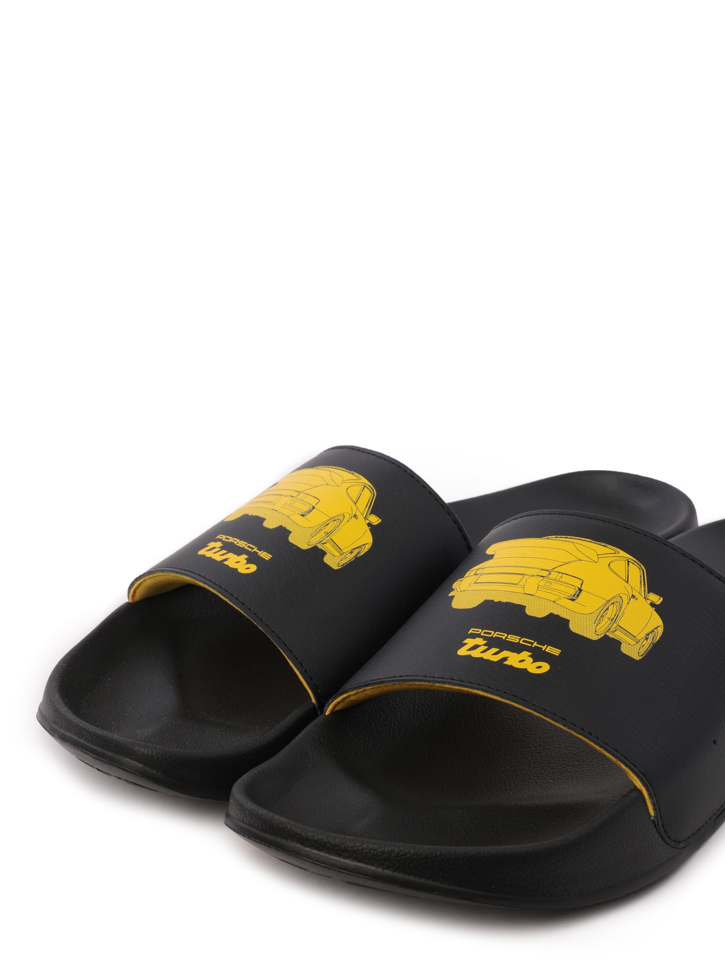 Тапки Puma x Porsche черные с желтым принтом на союзке — купить в интернет-магазине Verdistore