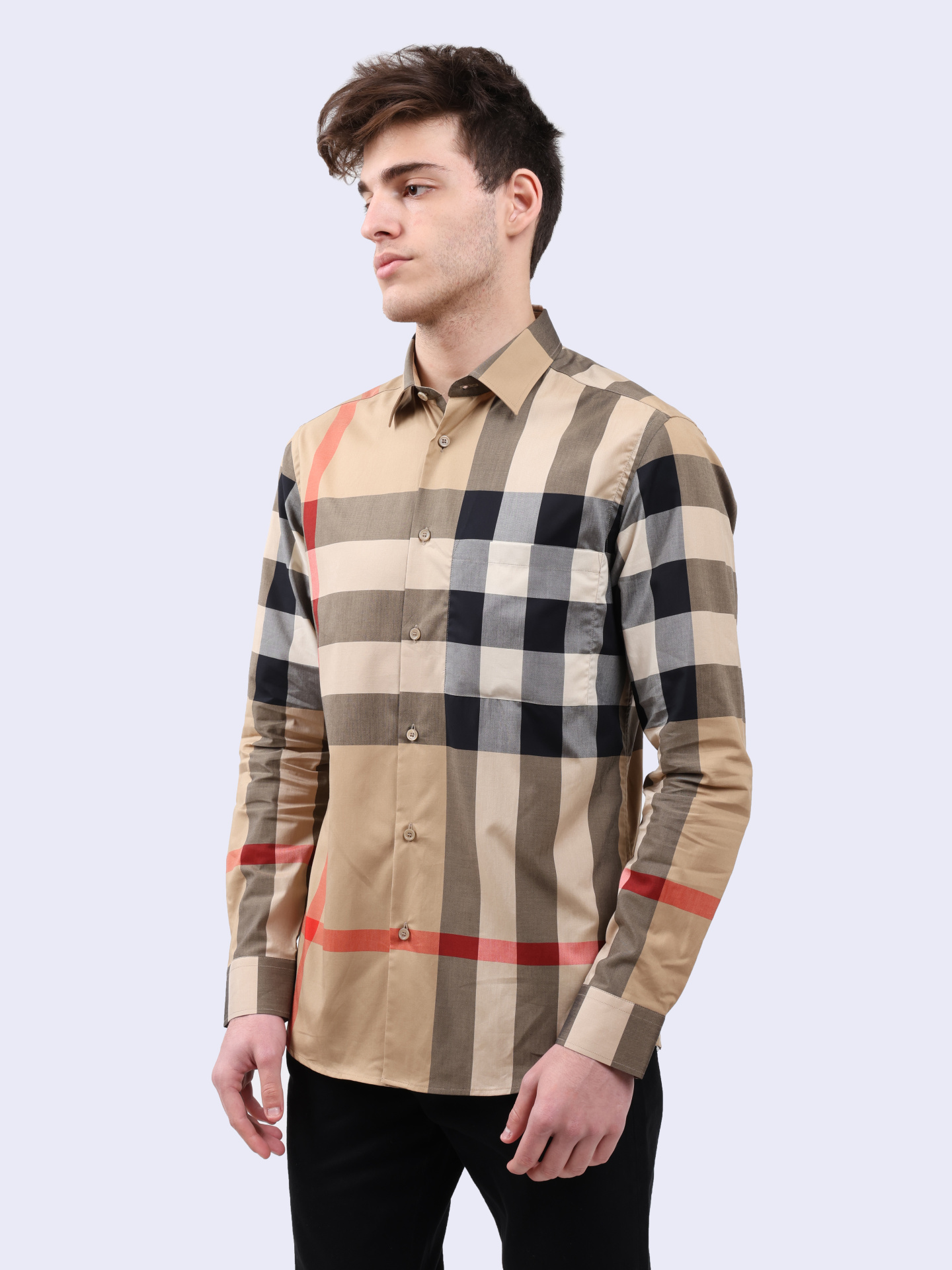 Рубашка Burberry 8071445 A7028 хлопковая мужская в клетку — купить в интернет-магазине Verdistore