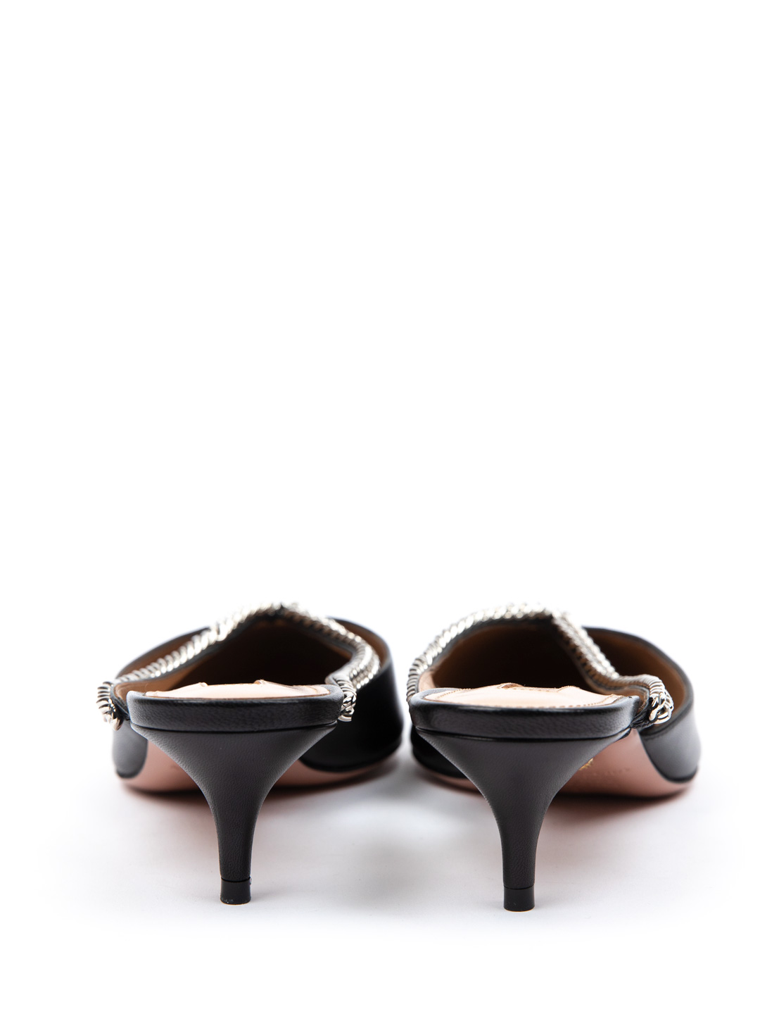 Сабо Aquazzura SCHMIDMO - NAP черные кожаные женские — купить в интернет-магазине Verdistore