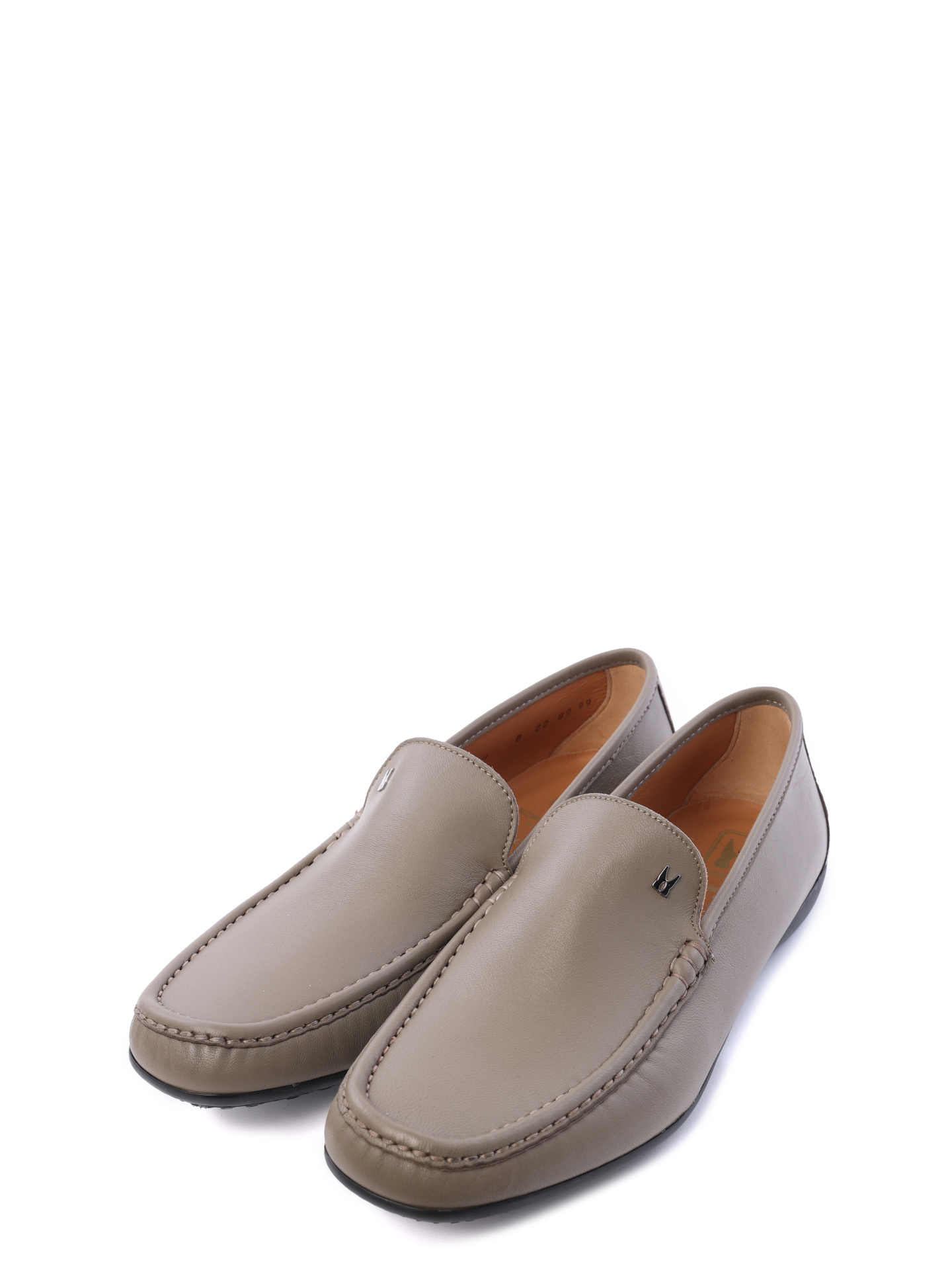 Мокасины серо-бежевые кожаные с приподнятым носком — купить в интернет-магазине Verdistore
