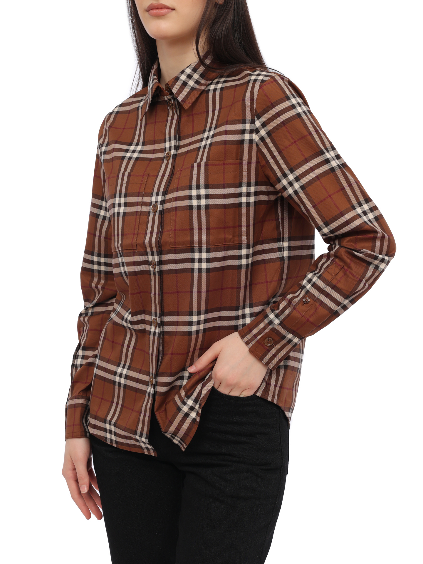 Рубашка Burberry 8063163 A9011 хлопковая женская в клетку — купить в интернет-магазине Verdistore