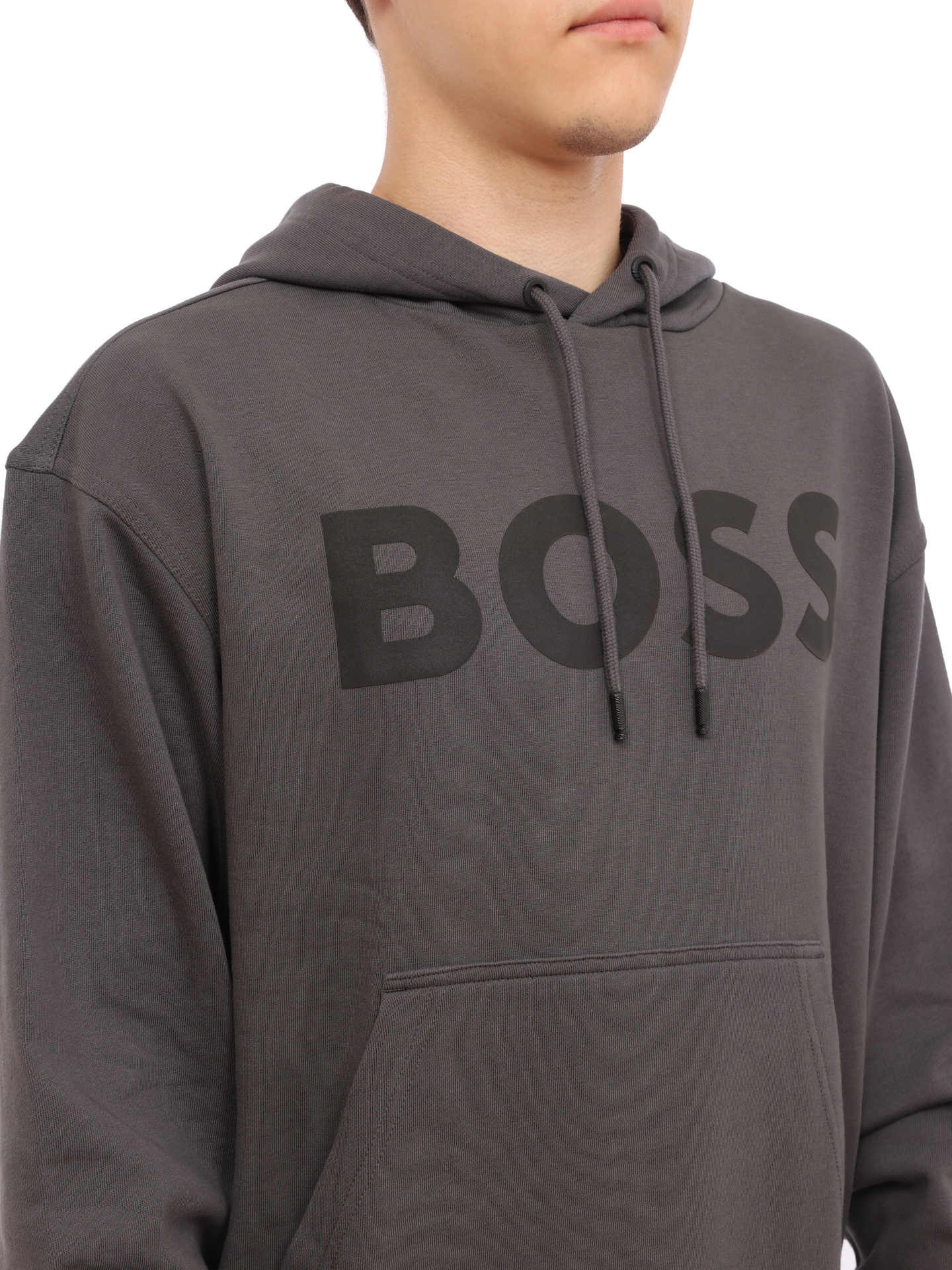 Толстовка Boss 50487134 022 темно-серая мужская с логотипом — купить в интернет-магазине Verdistore