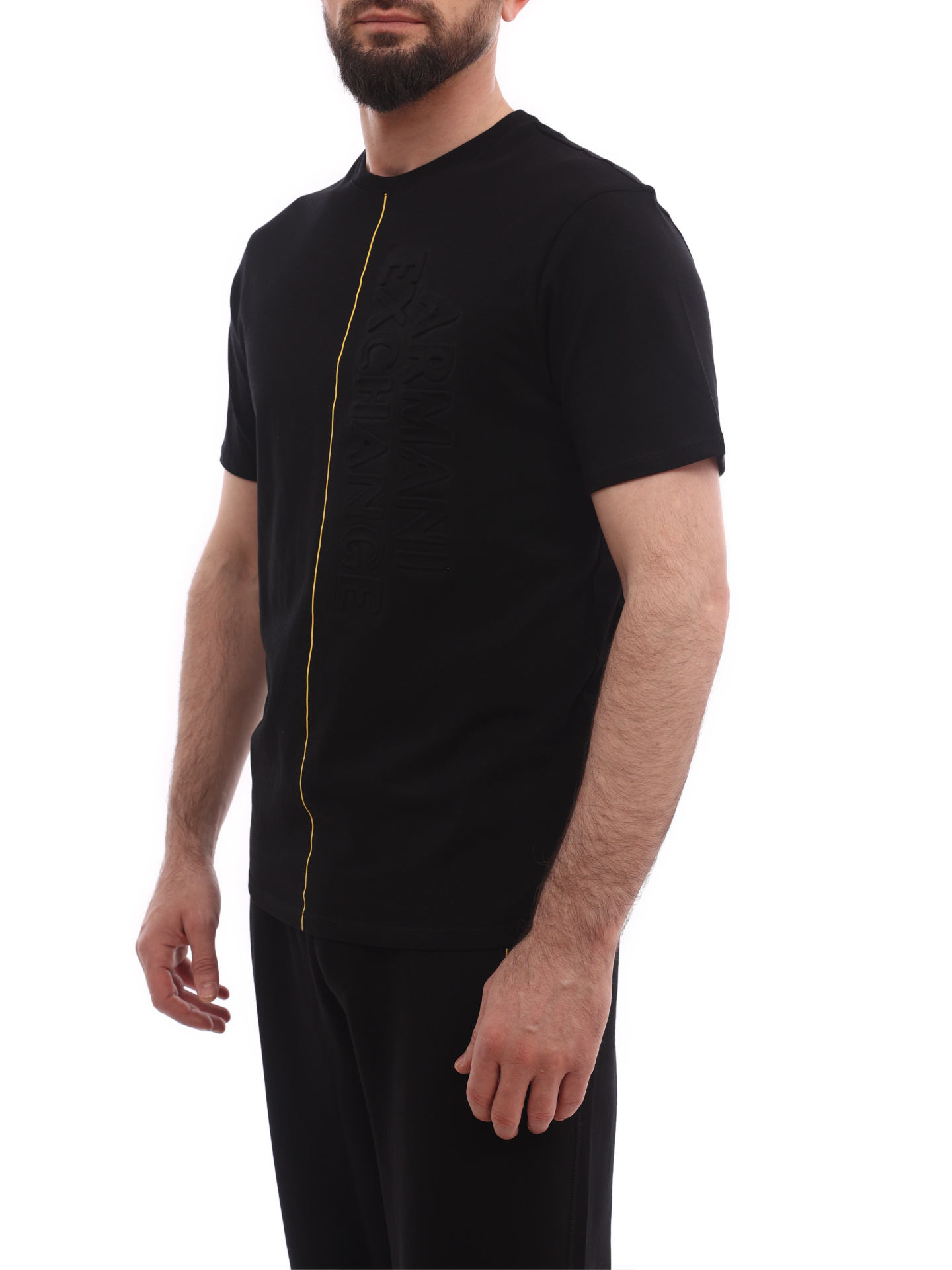 Футболка Armani Exchange 3LZTBD ZJ3VZ 1200 черная мужская с полоской — купить в интернет-магазине Verdistore