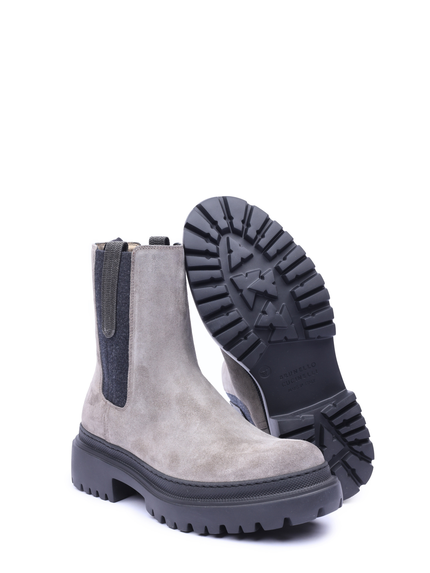 Ботинки Brunello Cucinelli MZSFG2008 C8212 серые женские из замши — купить в интернет-магазине Verdistore