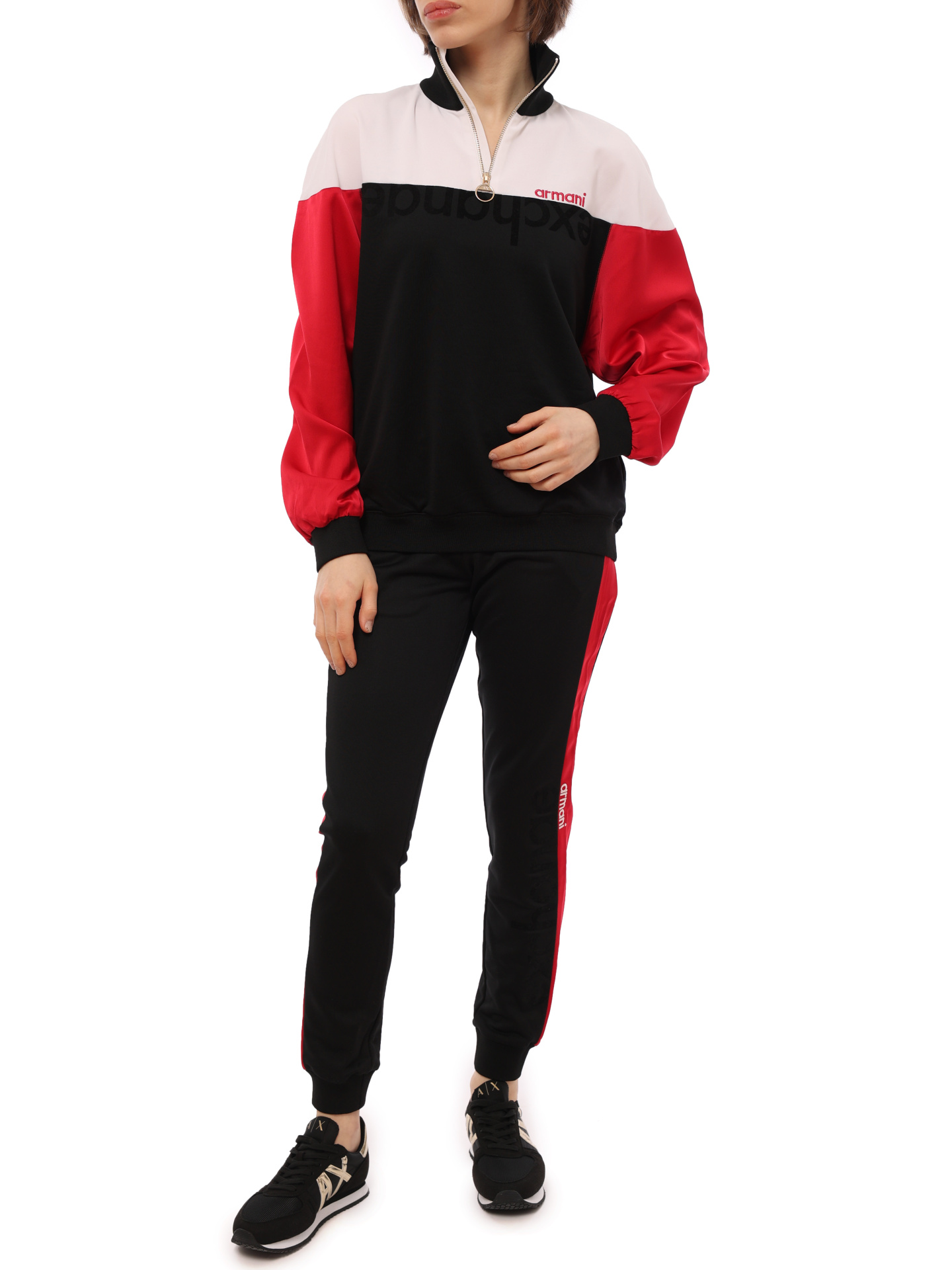 Мастерка Armani Exchange 6HYM88 YJ8EZ 7280 комбинированная женская с воротом-стойкой — купить в интернет-магазине Verdistore