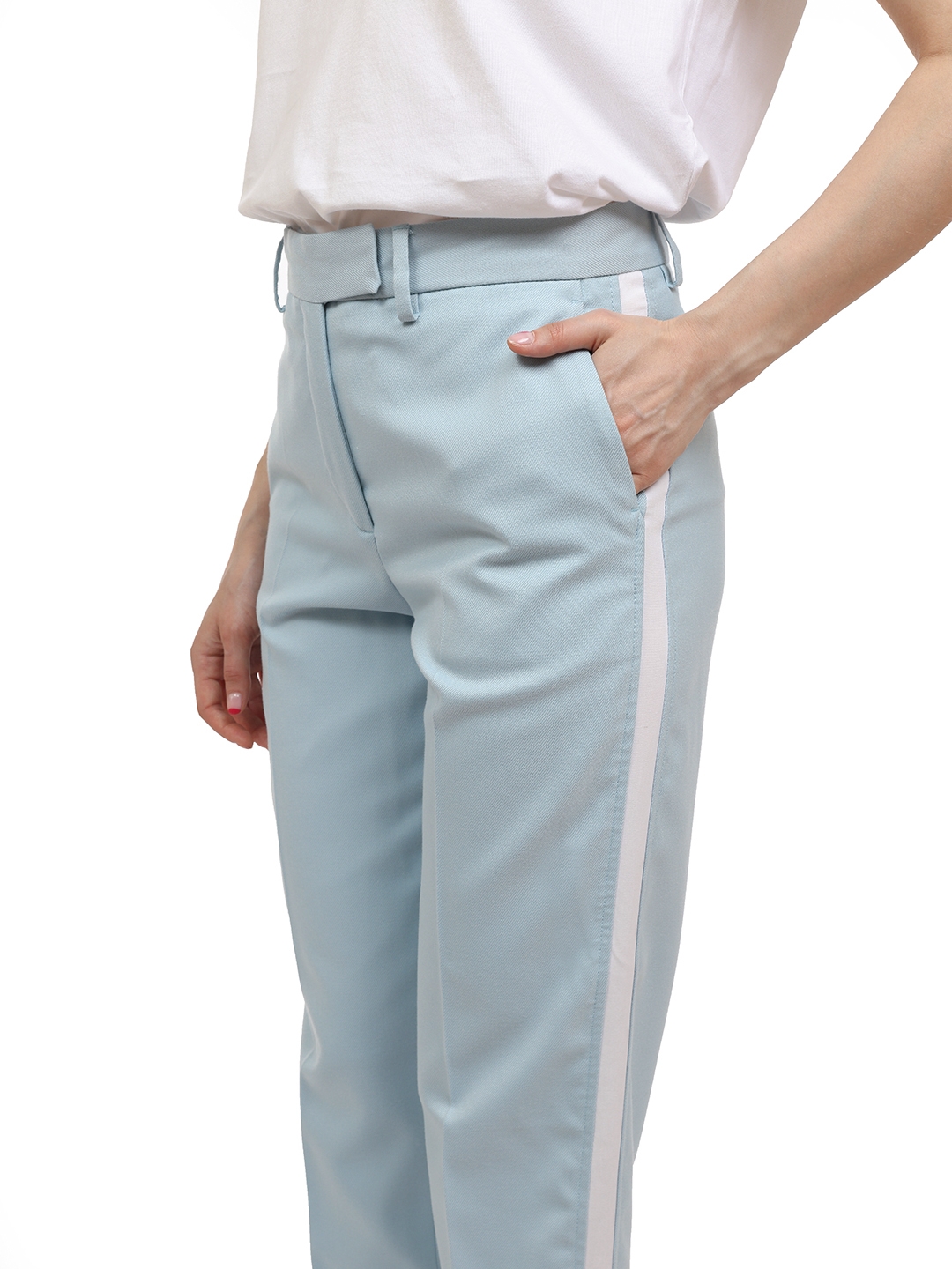 Брюки Calvin Klein K20K200583 голубые женские с лампасами — купить в интернет-магазине Verdistore