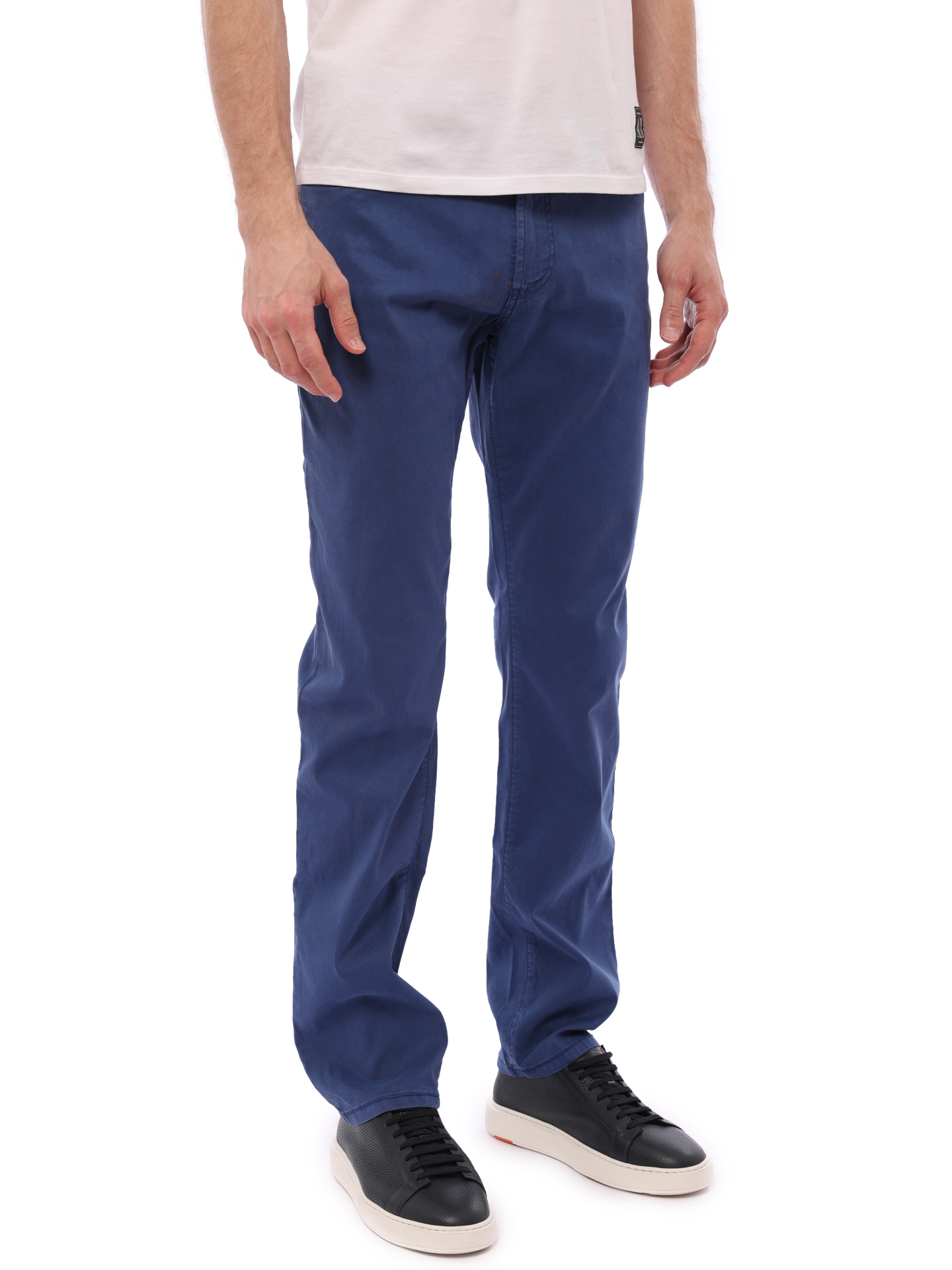 Брюки голубые из тонкой ткани зауженные  — купить в интернет-магазине Verdistore