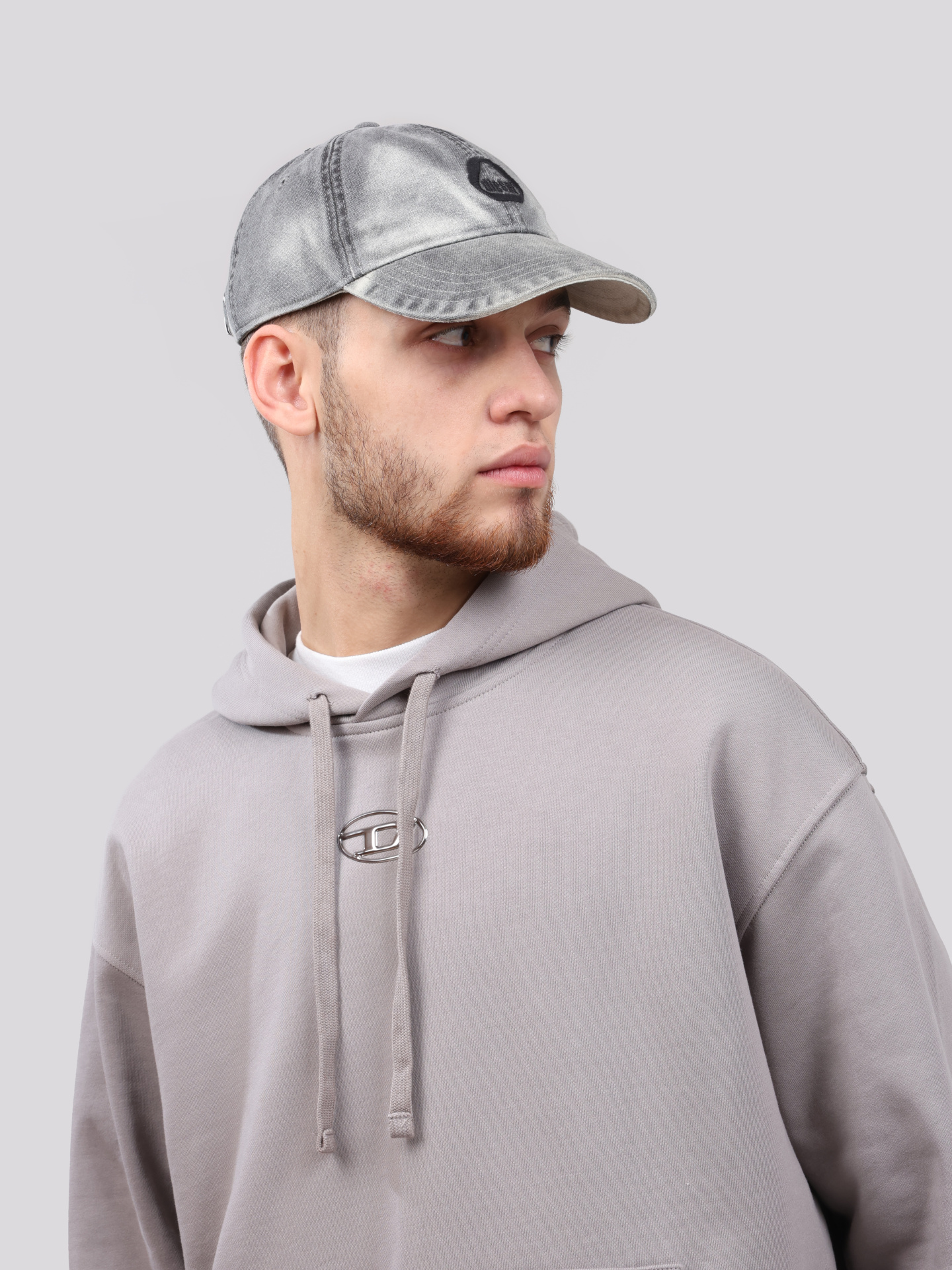 Худи Diesel A098560BMBJ9BX серое мужское из хлопка — купить в интернет-магазине Verdistore
