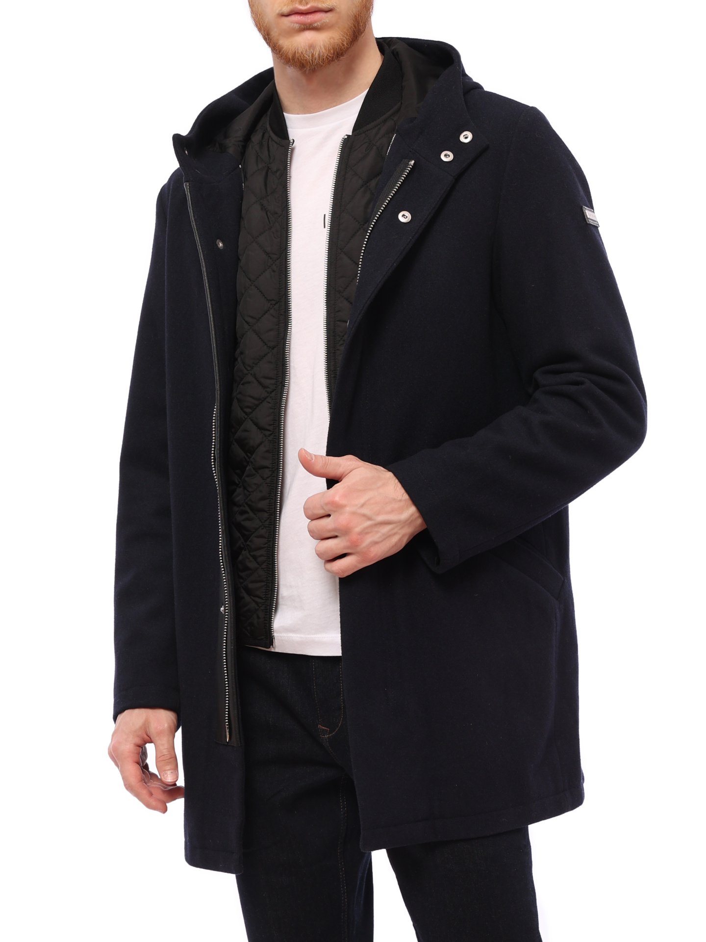 Пальто Armani Exchange 6ZZL06 ZNQUZ темно-синее мужское с капюшоном — купить в интернет-магазине Verdistore