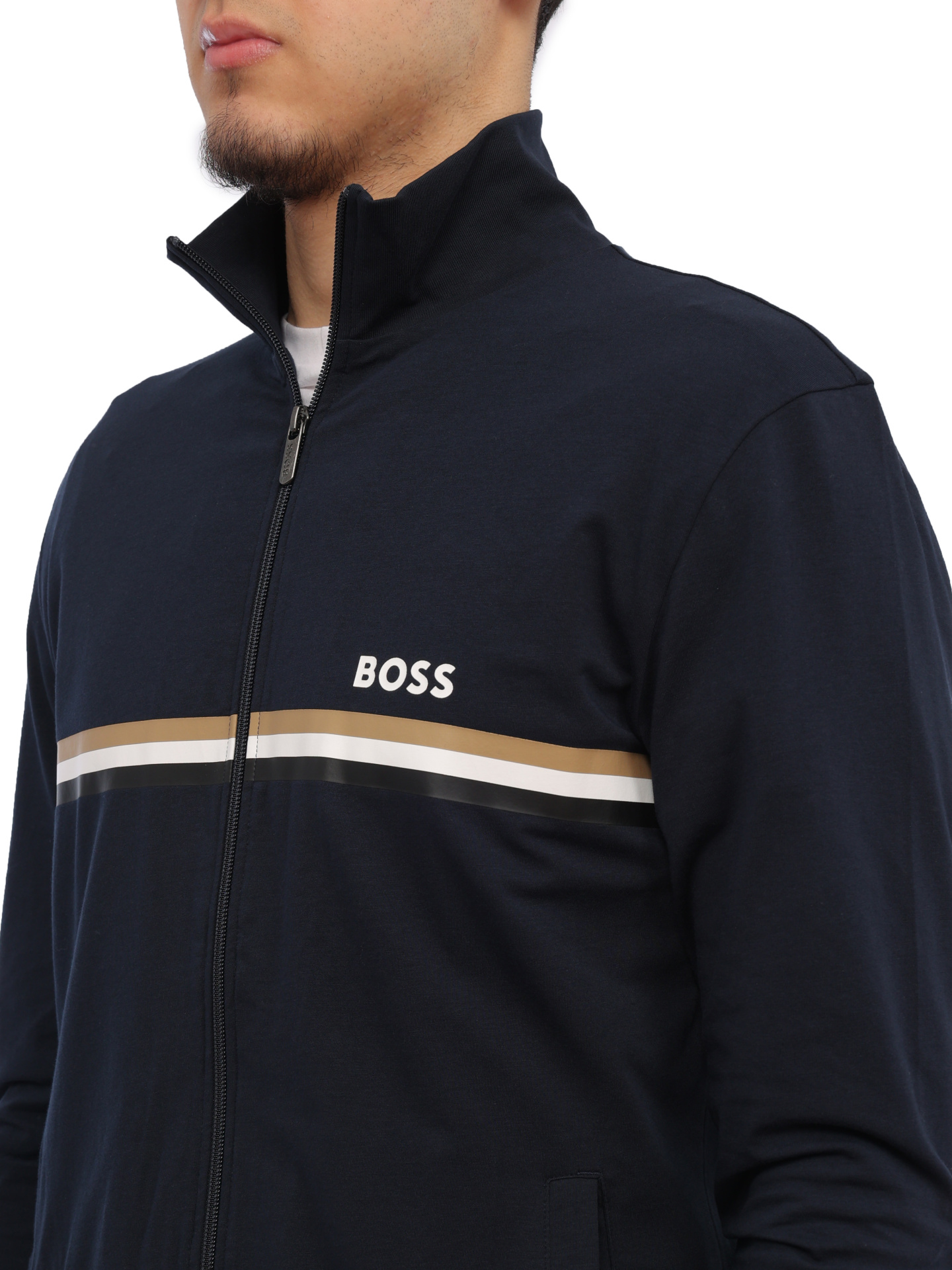 Костюм спортивный Boss 50511020 403 темно-синий мужской с полоской — купить в интернет-магазине Verdistore