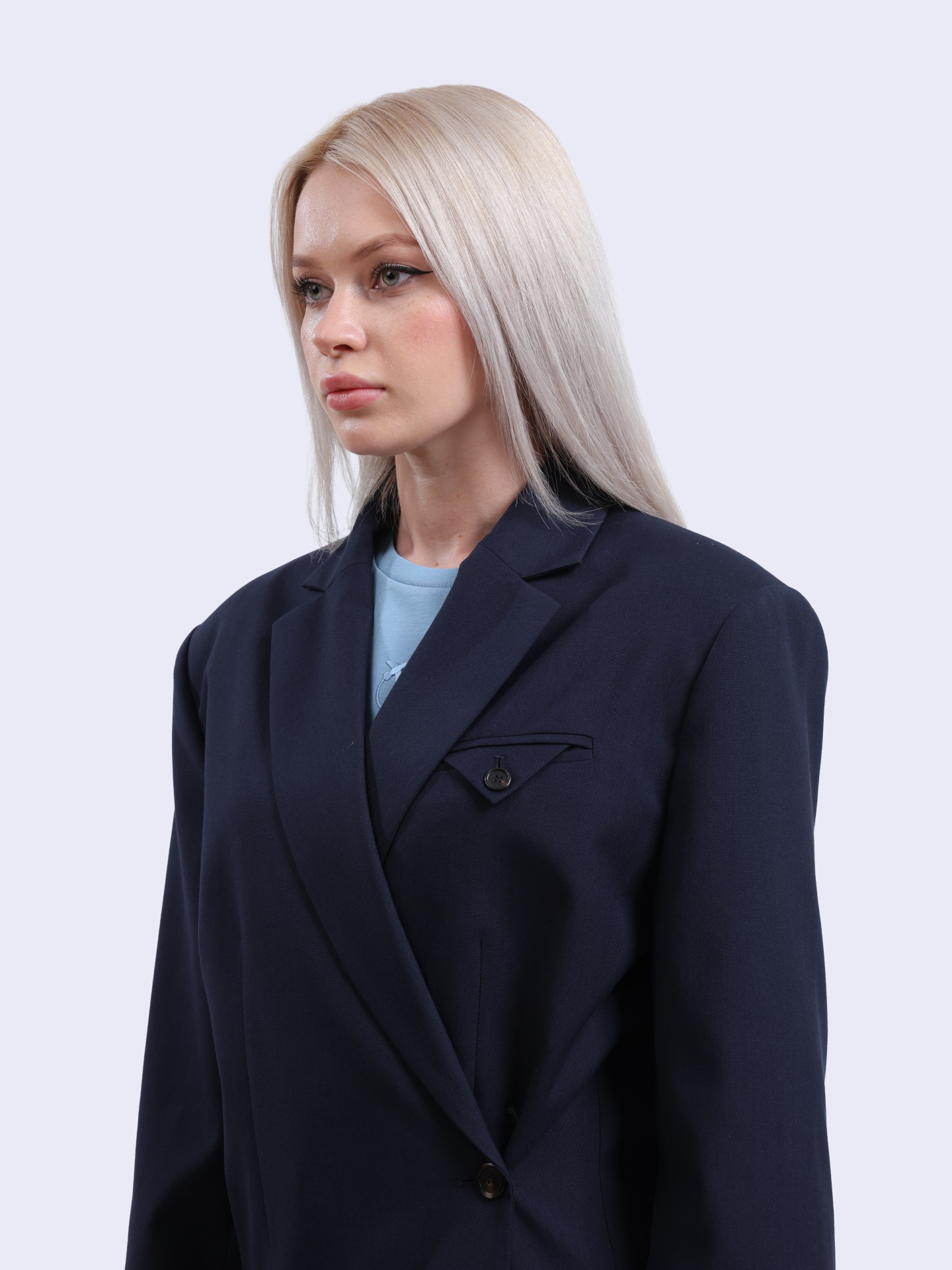 Пиджак 104862 A2BQ G82 темно-синий из окрашенной в пряже ткани — купить в интернет-магазине Verdistore