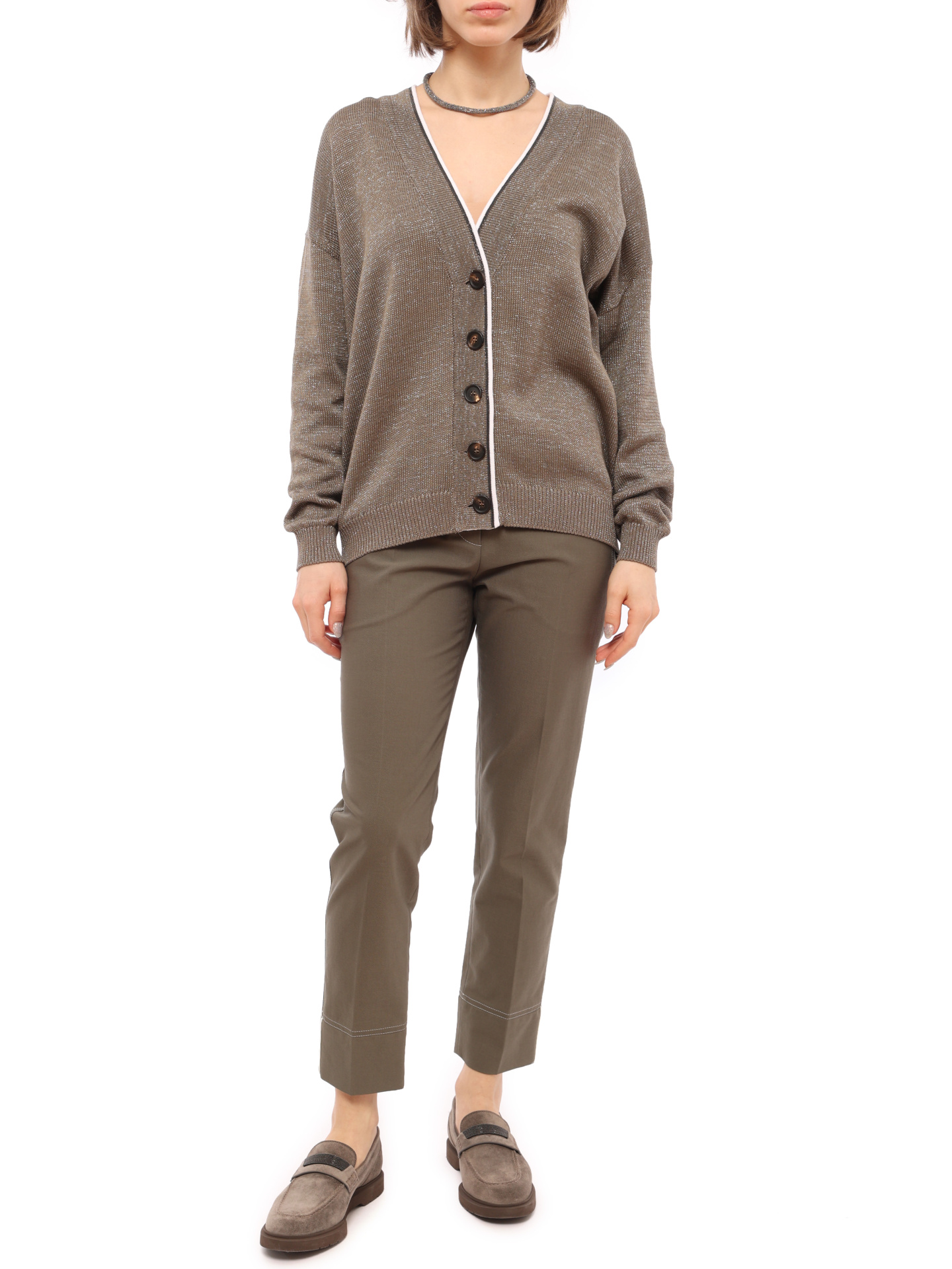 Кардиган Brunello Cucinelli M74767406 CE821 коричневый женский хлопковый — купить в интернет-магазине Verdistore