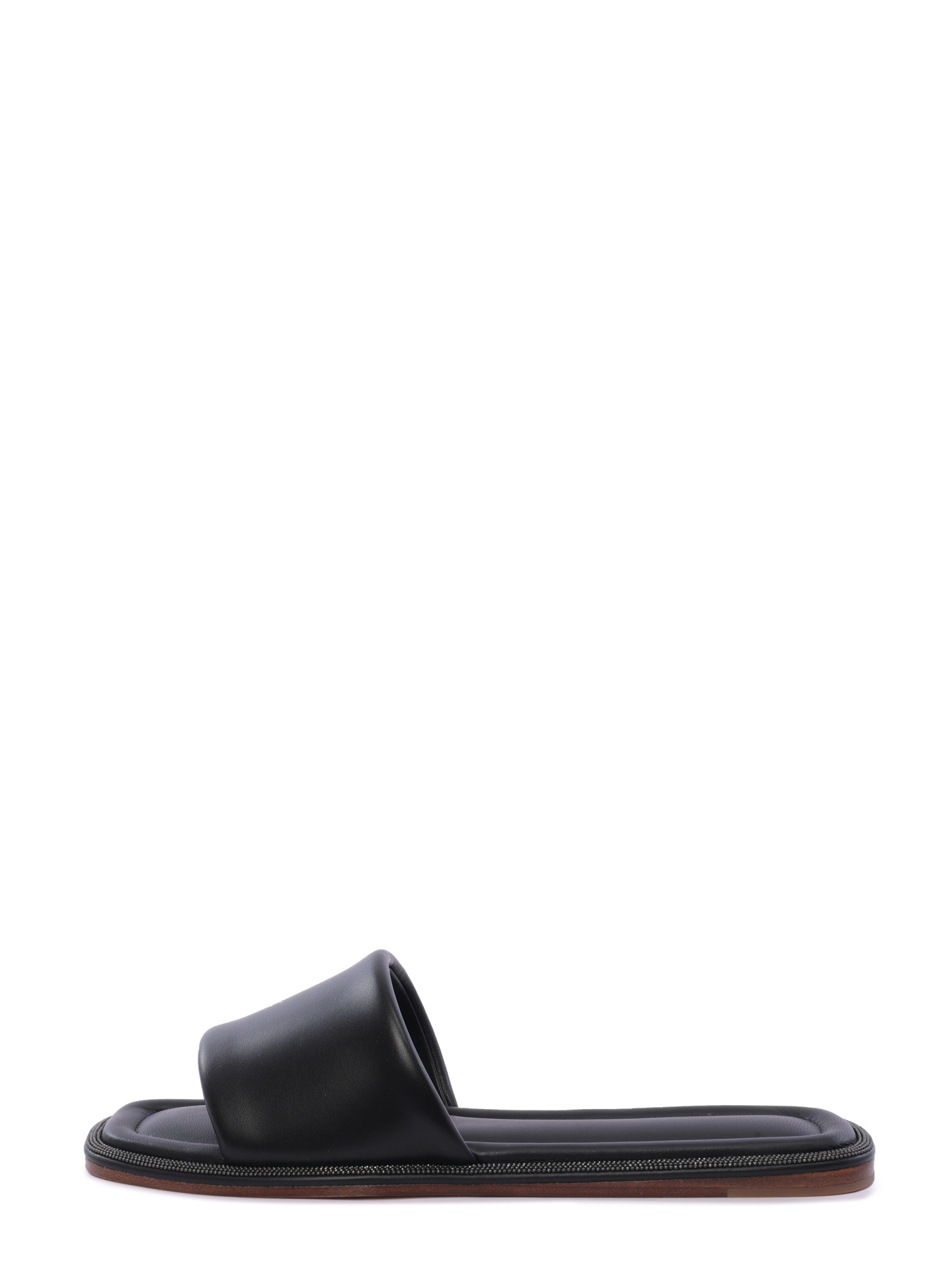 Шлепанцы Brunello Cucinelli MZCWCB1358 C101 черные женские из кожи — купить в интернет-магазине Verdistore