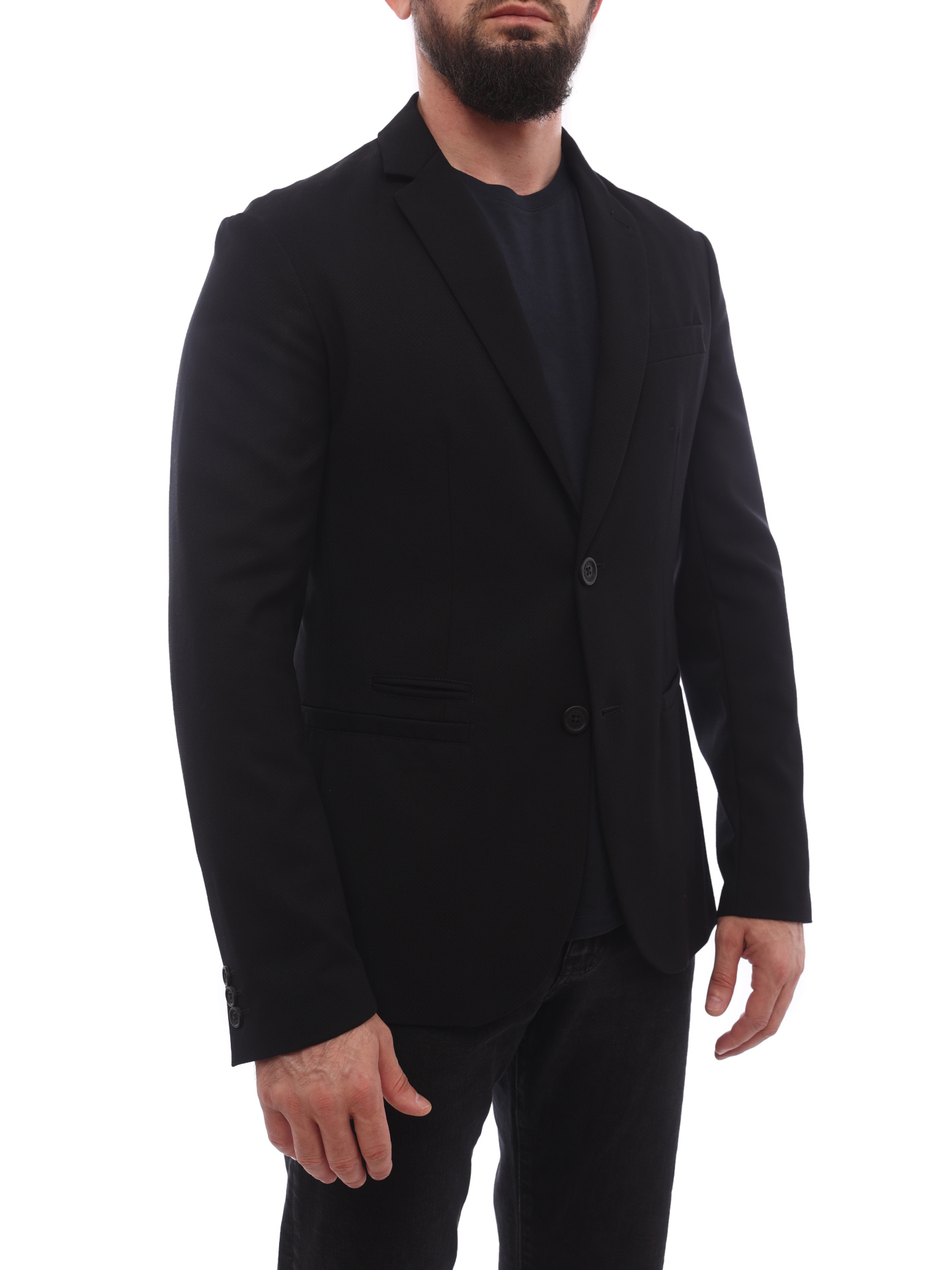 Пиджак Armani Exchange 6HZG46 ZNPWZ 1200 черный мужской приталенный — купить в интернет-магазине Verdistore