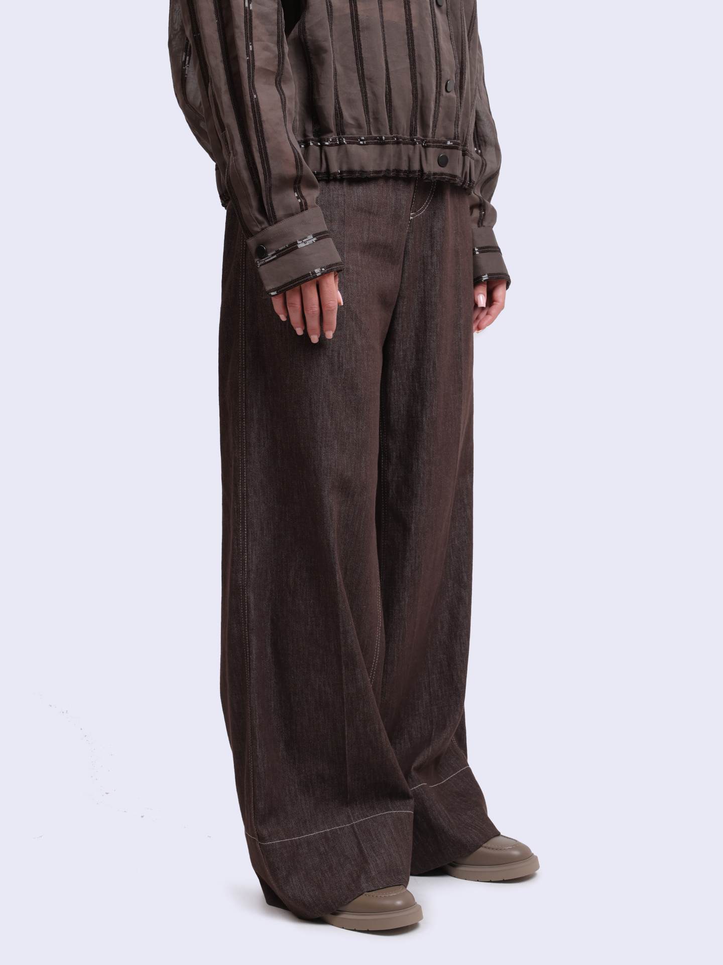 Джинсы Brunello Cucinelli MB125P5658 коричневые женские — купить в интернет-магазине Verdistore