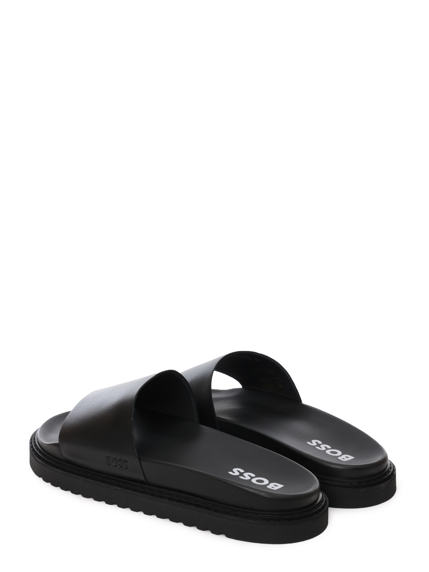 Шлепанцы Boss 50516786 001 черные мужские из кожи — купить в интернет-магазине Verdistore