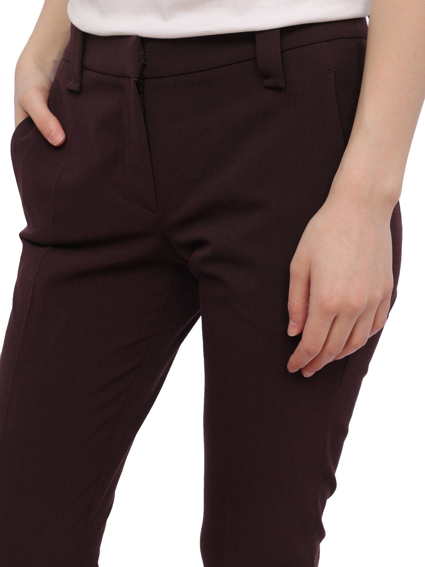 Брюки Brunello Cucinelli MA051P1837 бордовые женские из шерсти — купить в интернет-магазине Verdistore