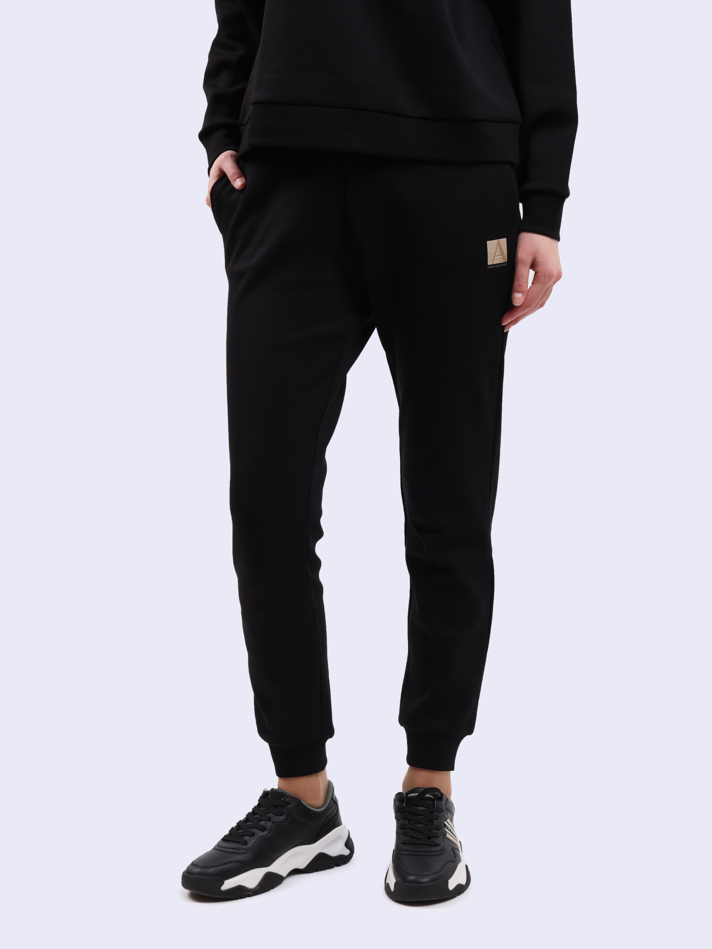 Брюки спортивные Armani Exchange 6DYP82 YJFYZ 1200 черные женские — купить в интернет-магазине Verdistore