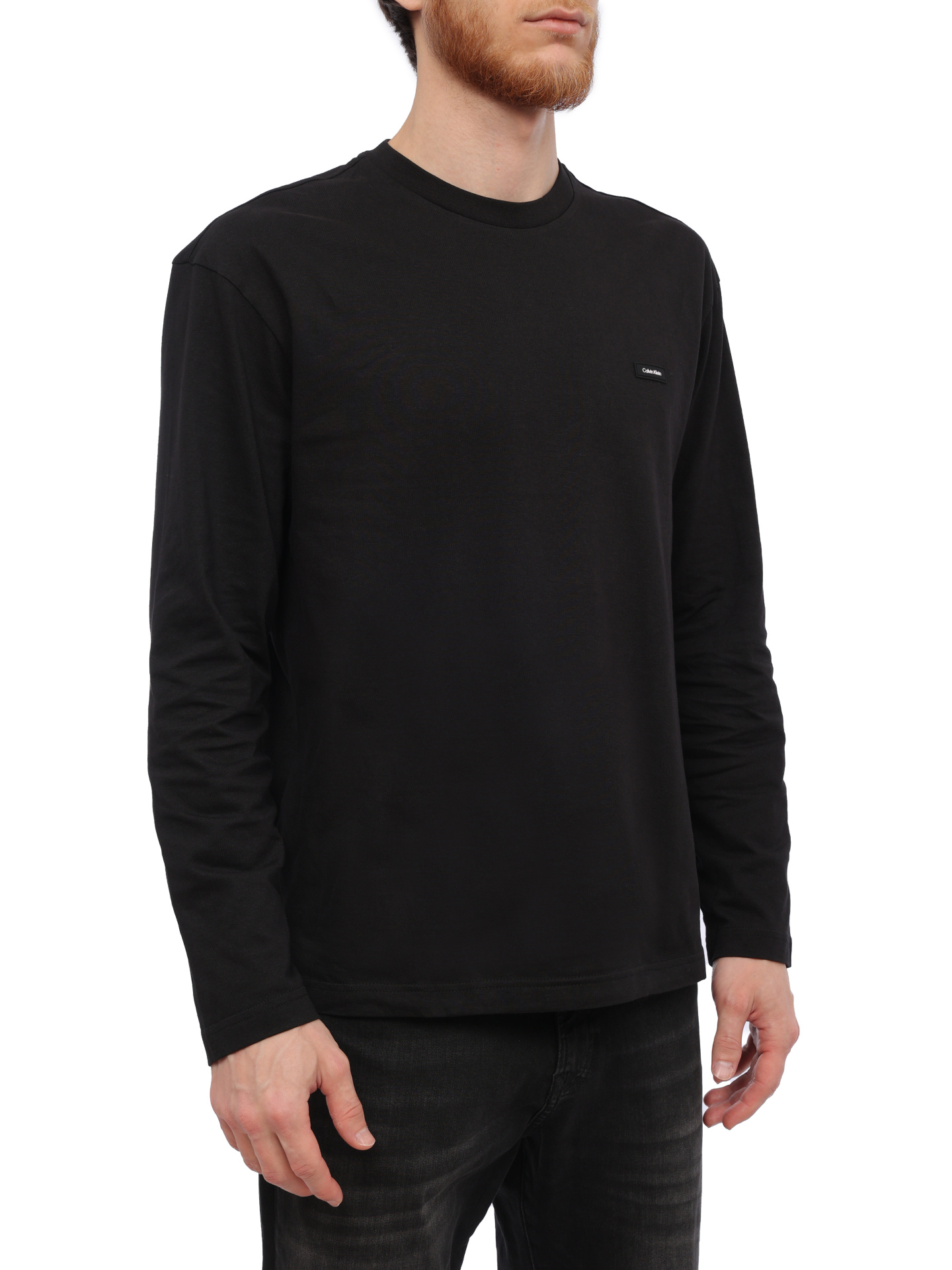 Лонгслив Calvin Klein K10K111847 черный мужской из хлопка — купить в интернет-магазине Verdistore