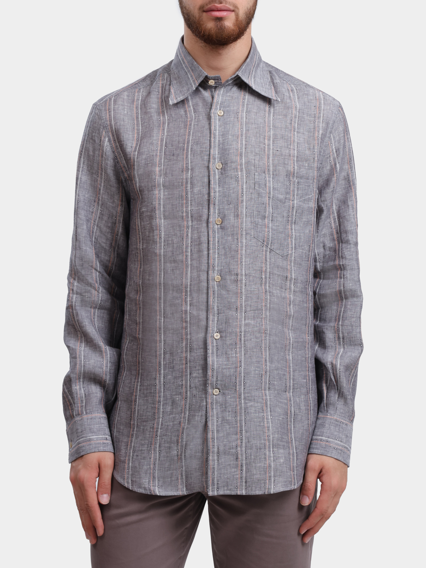 Рубашка Brunello Cucinelli MA6900621 C006 на пуговицах серая мужская — купить в интернет-магазине Verdistore
