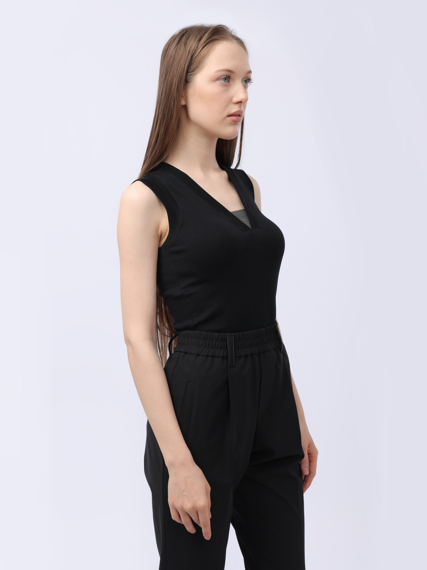 Топ Brunello Cucinelli M0TC8EL672 C101 черный женский из хлопка — купить в интернет-магазине Verdistore