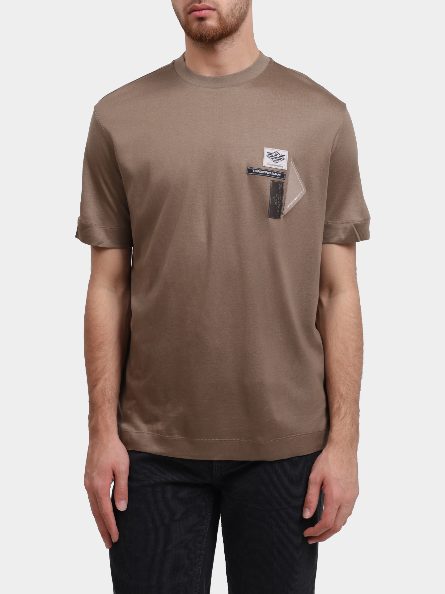 Футболка Emporio Armani EM002959 AF18312 U6189 бежевая мужская — купить в интернет-магазине Verdistore