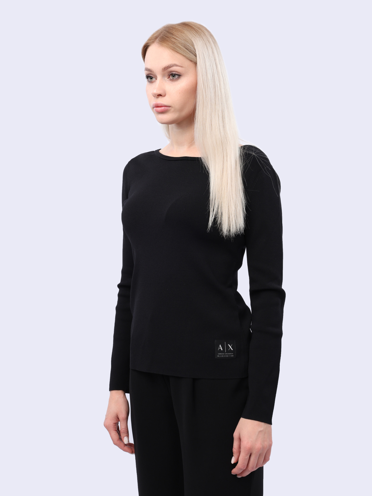 Лонгслив Armani Exchange XW000047 AF10352 UC001 черный женский с вырезом — купить в интернет-магазине Verdistore