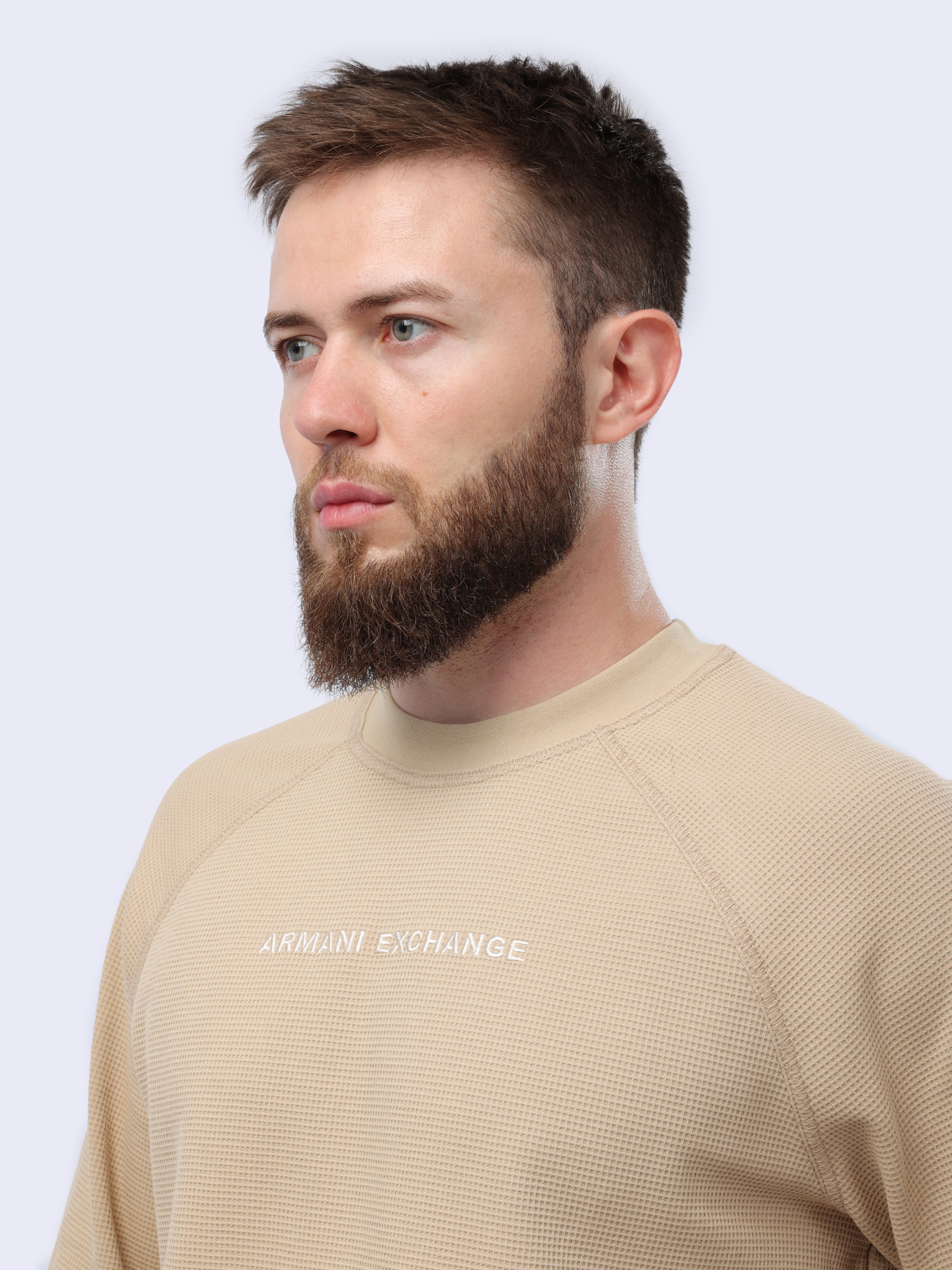 Футболка Armani Exchange 3DZMHC ZJXPZ 1794 бежевая мужская из текстурной ткани — купить в интернет-магазине Verdistore