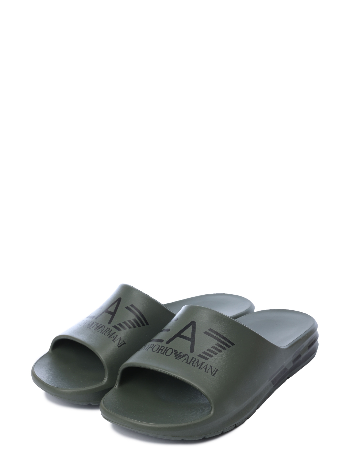 Шлепанцы хаки с черным логотипом на массивной подошве — купить в интернет-магазине Verdistore