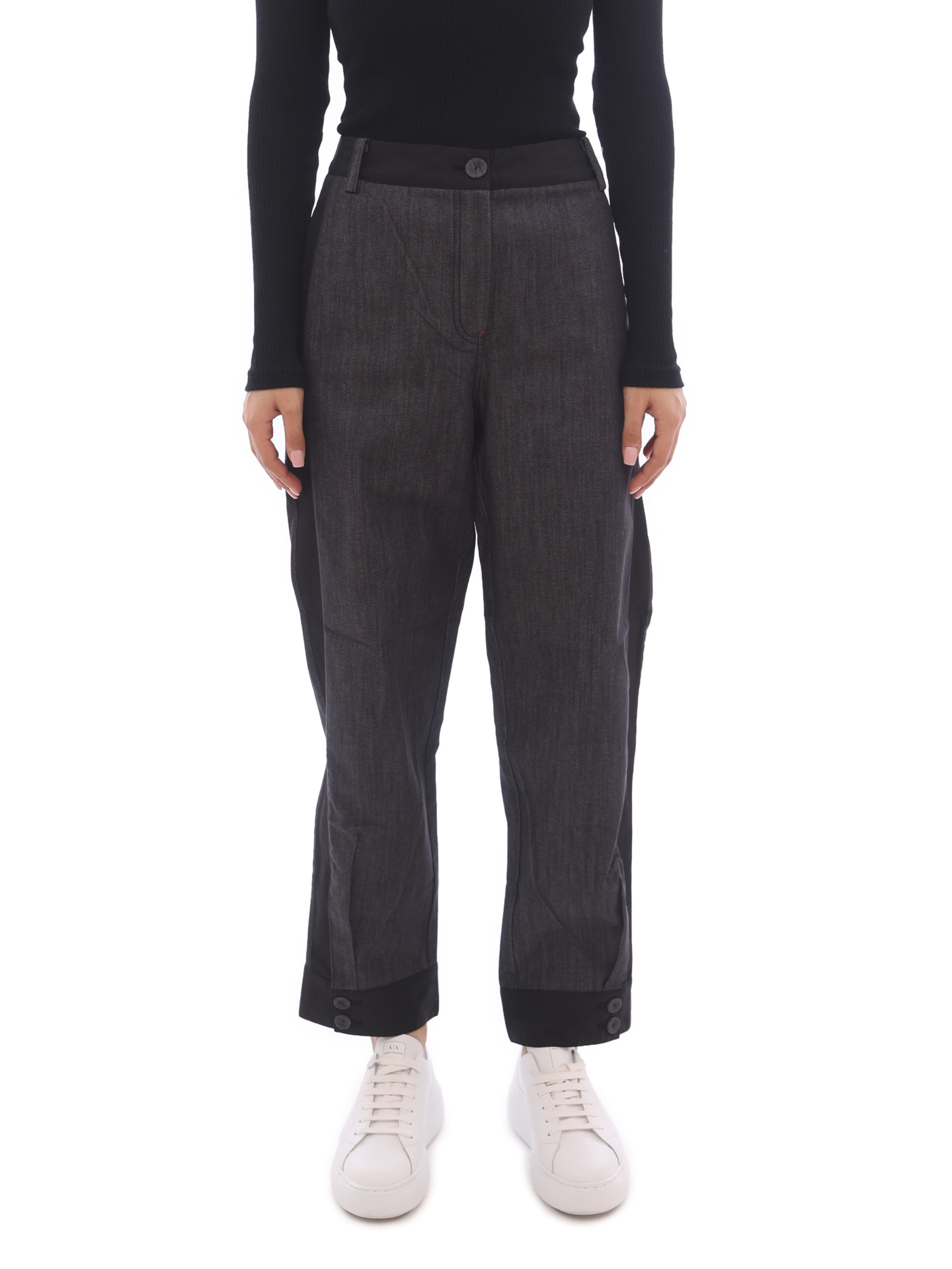Брюки Armani Exchange 6KYP42 Y2DGZ 1500 темно-серые женские с лампасами — купить в интернет-магазине Verdistore