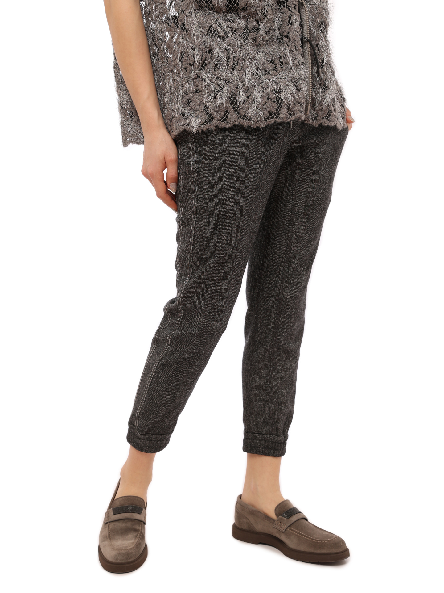 Брюки Brunello Cucinelli MA031P1809 темно-серые женские — купить в интернет-магазине Verdistore